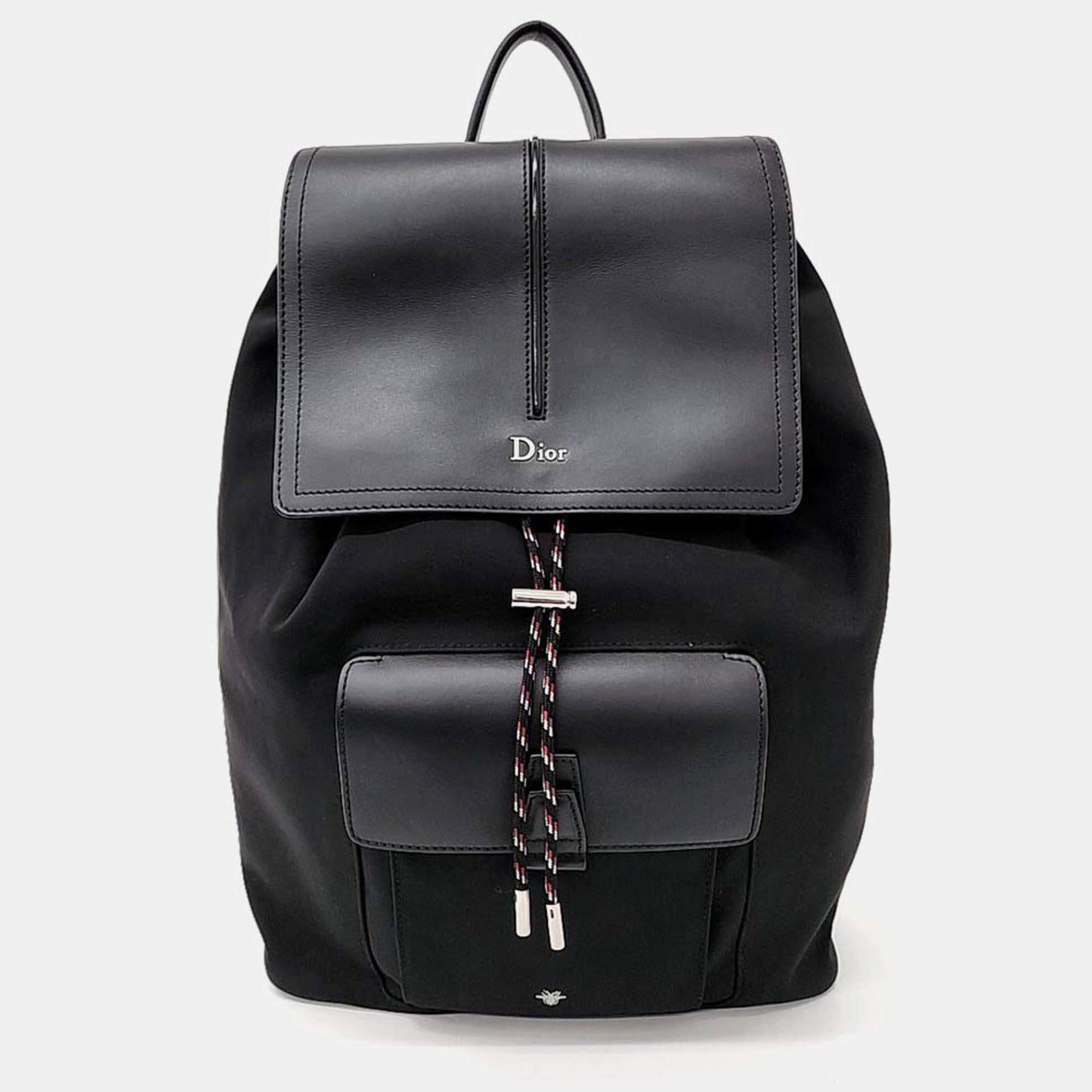 Pre Owned Dior Black Leather Dior Homme Motion Backpack