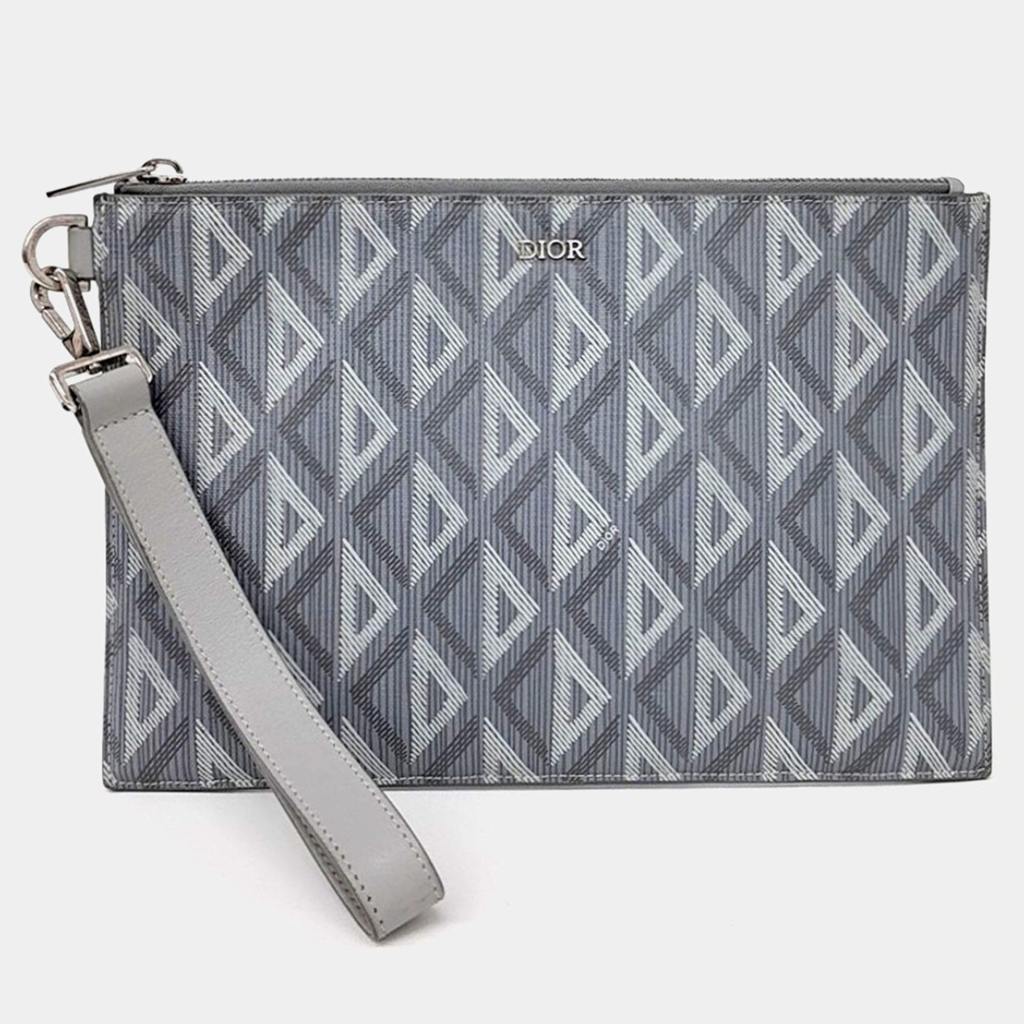 Pre Owned Dior Grey Coated canvas A5 Pouch