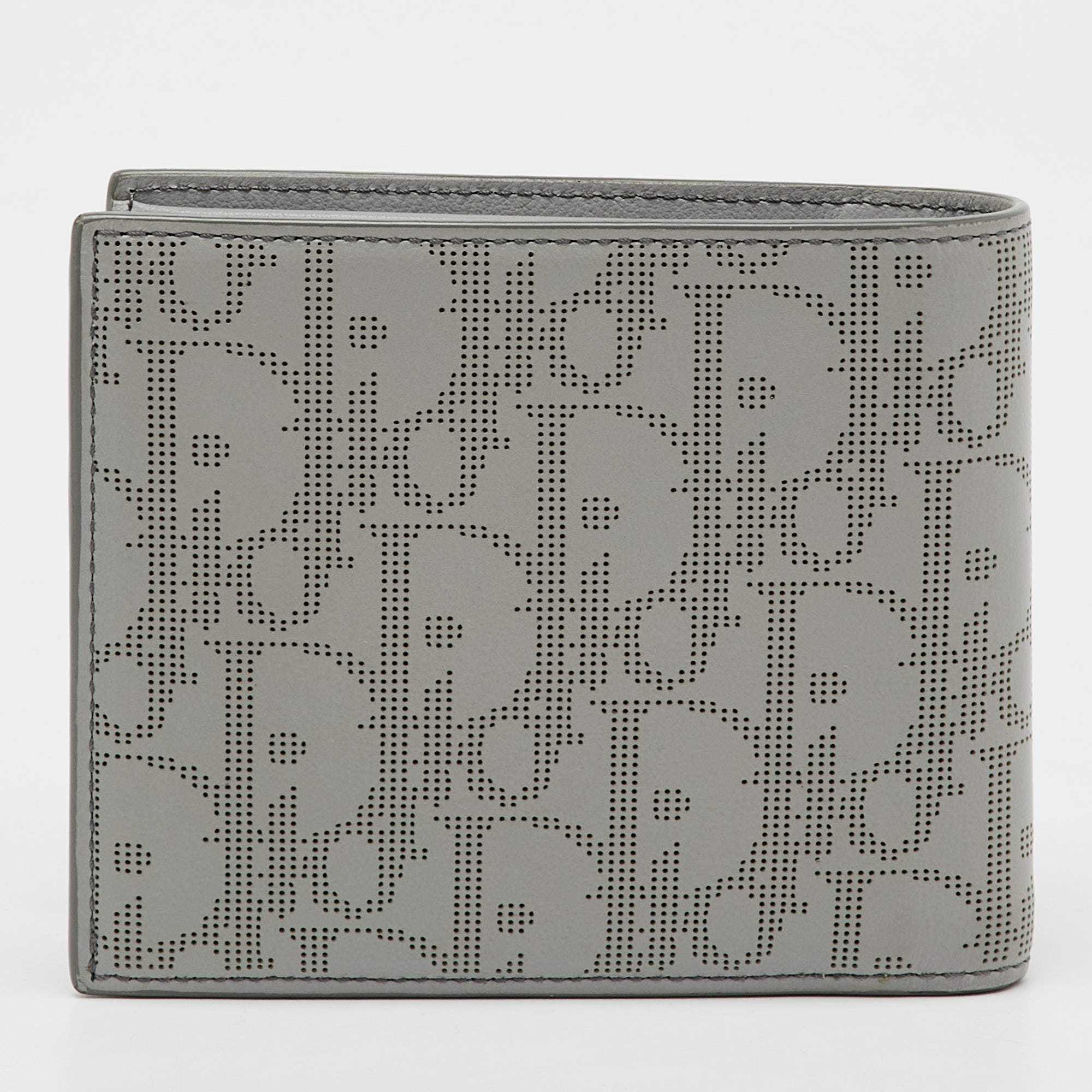 Dior Grey CD Diamond Print Coated Canvas Bifold Card Case Dior