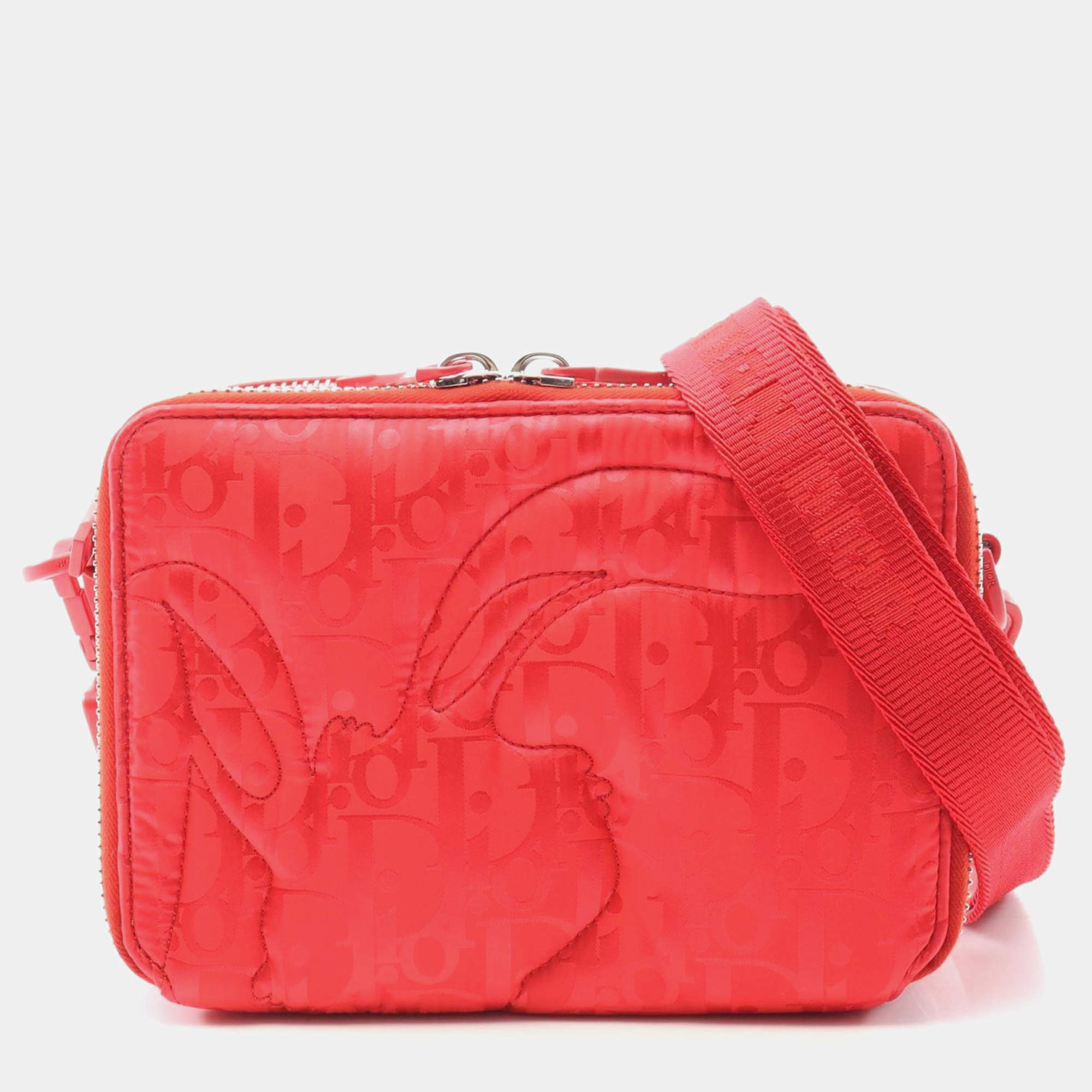 مملوكة مسبقًا حقيبة الكتف إيرل كريستيان ديور ديور نايلون وجلد أحمر ميراج