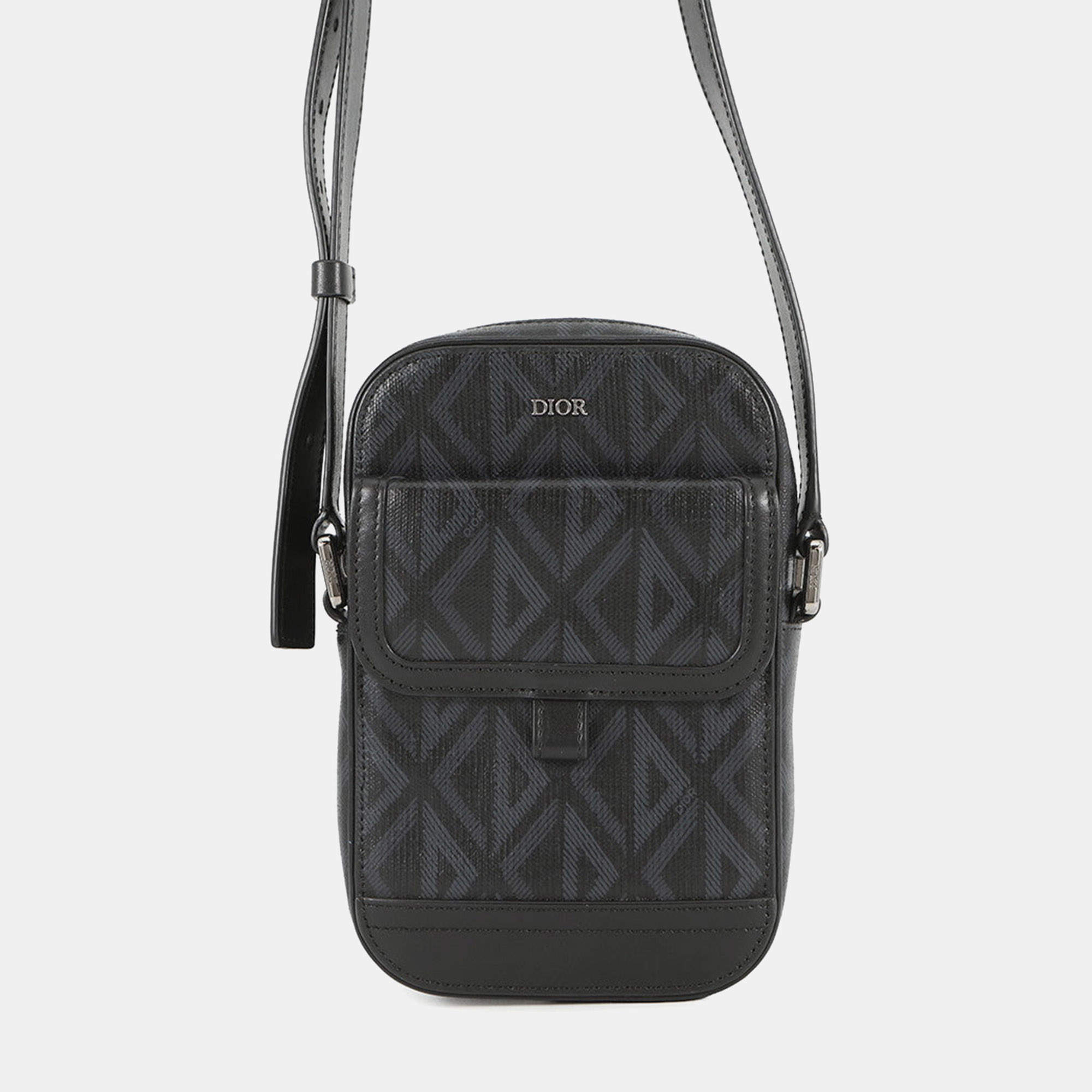 مملوكة مسبقًا Dior CD Hit The Road Vertical Pouch Shoulder Bag Black CanvasLeather