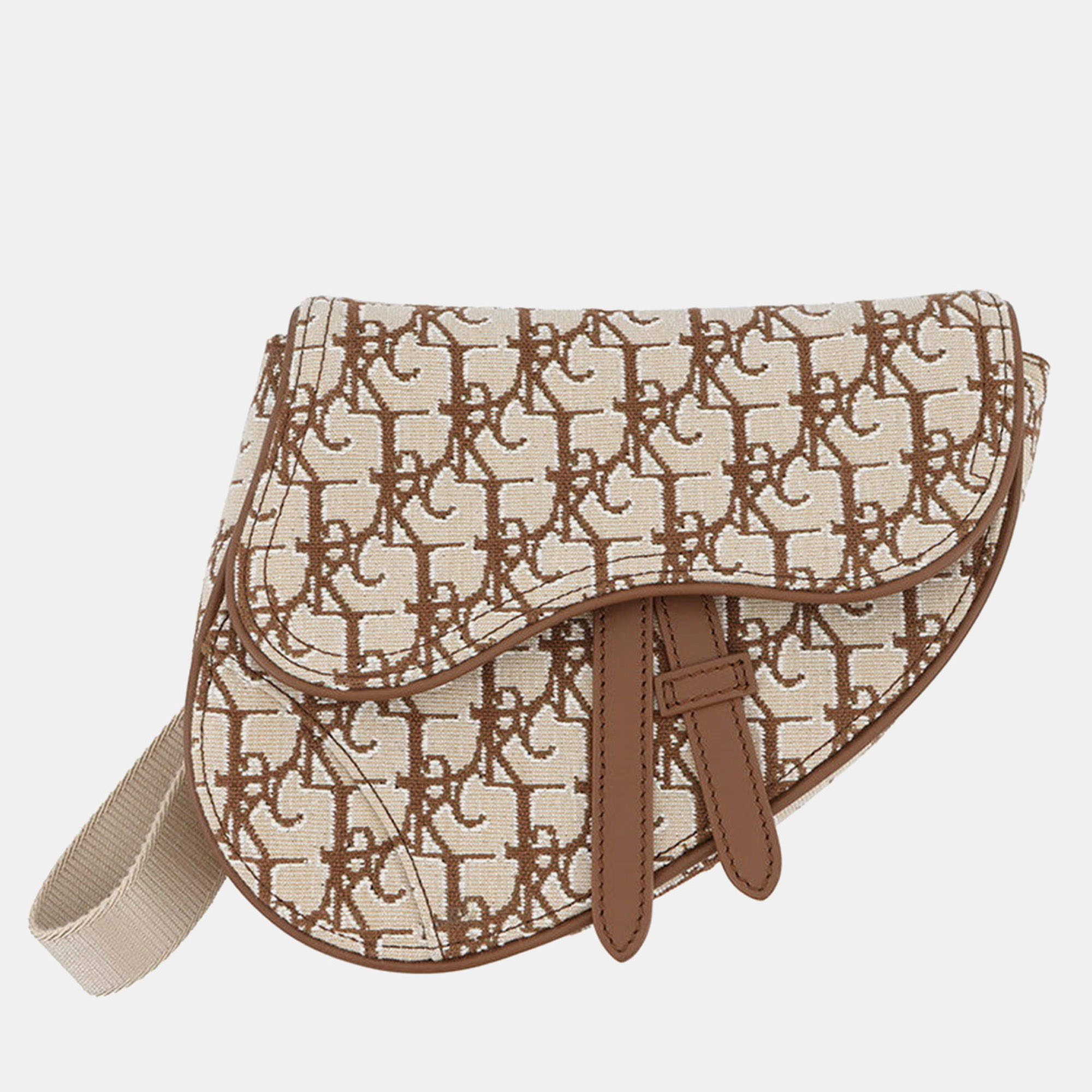 مملوكة مسبقًا Dior Cactus Jack Collaboration Oblique Saddlebag Beige/Brown Canvas Leather Size Mini