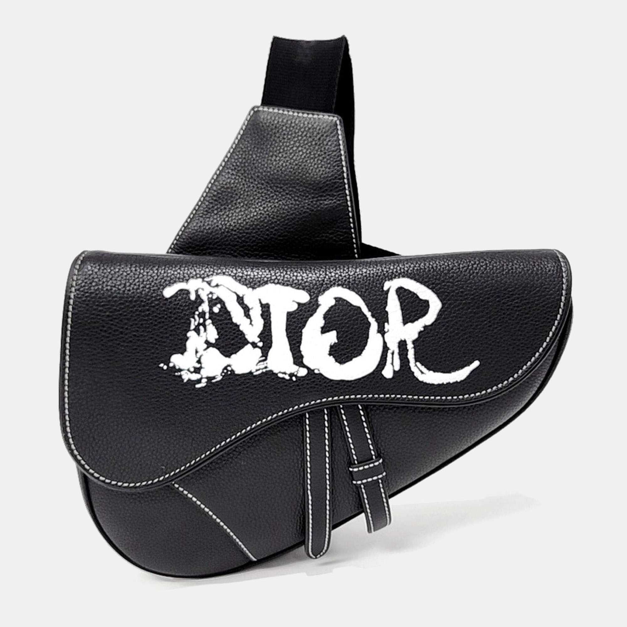 Pre Owned Dior Black Leather Saddle Bag