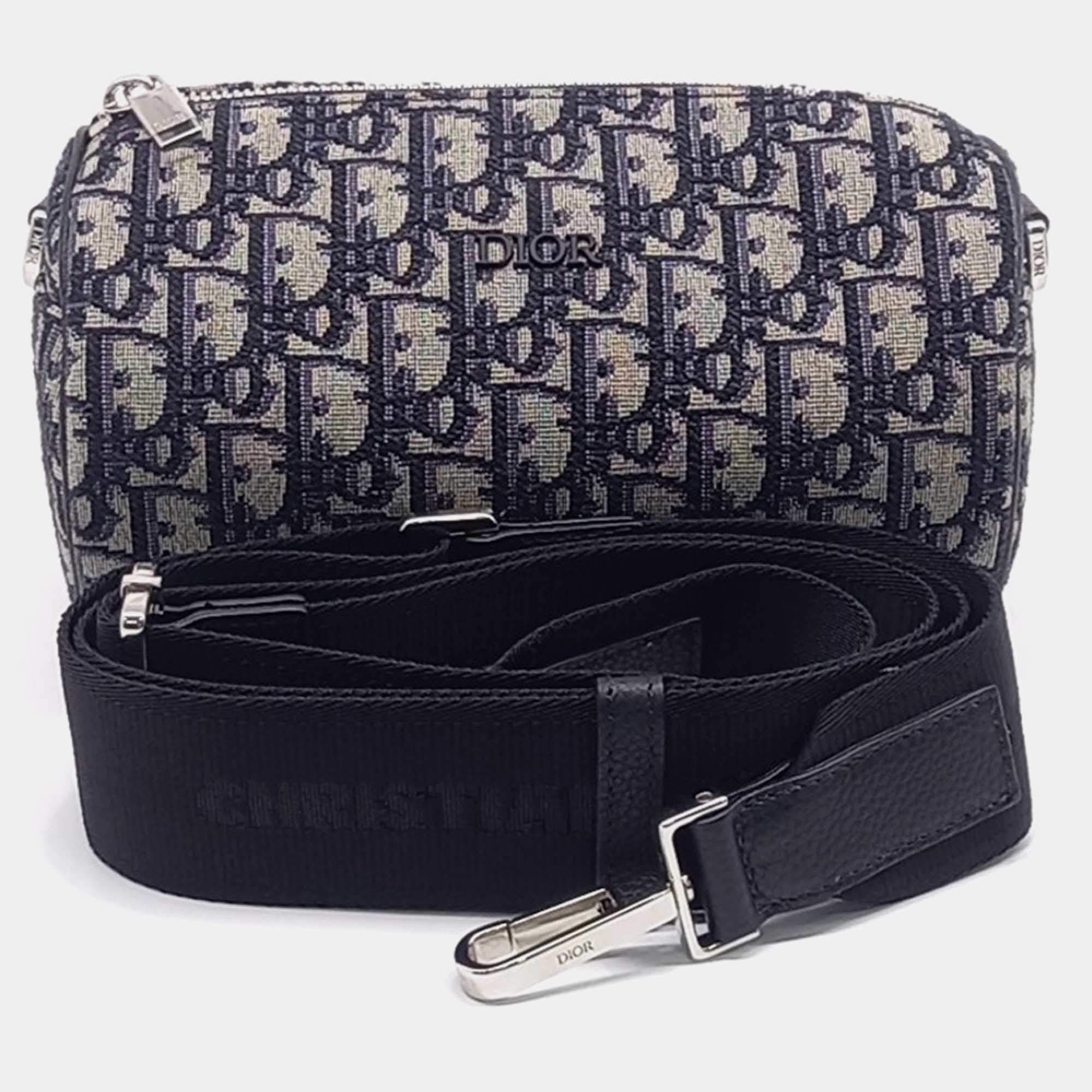 Pre Owned Dior Blue Fabric Oblique Roller Bag