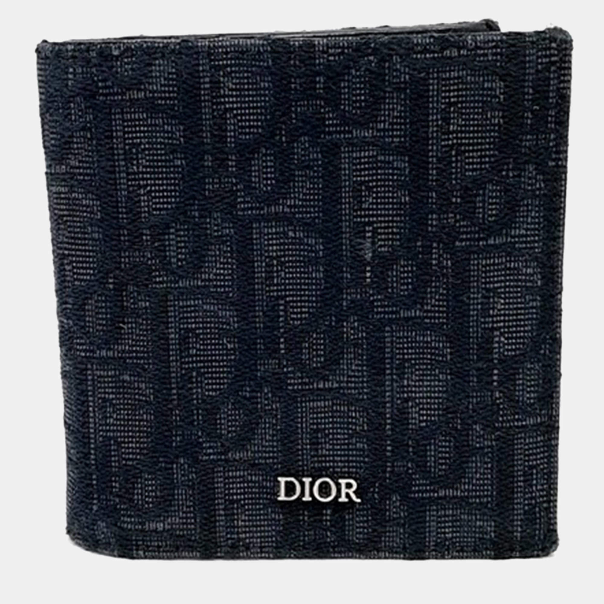 Pre Owned Dior Multicolor Fabric Homme Oblique Wallet