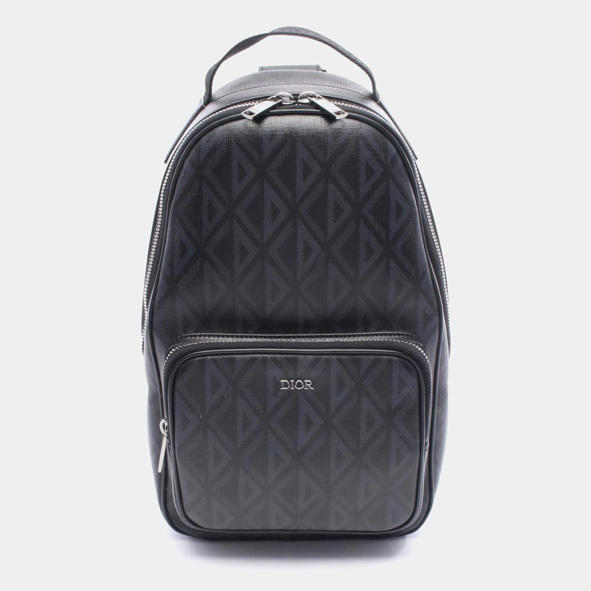 Pre Owned Christian Dior Dior Rider Mini Sling Bag With Cd Diamonds Waist Bag Body Coated Canvas And Leather Black Navy