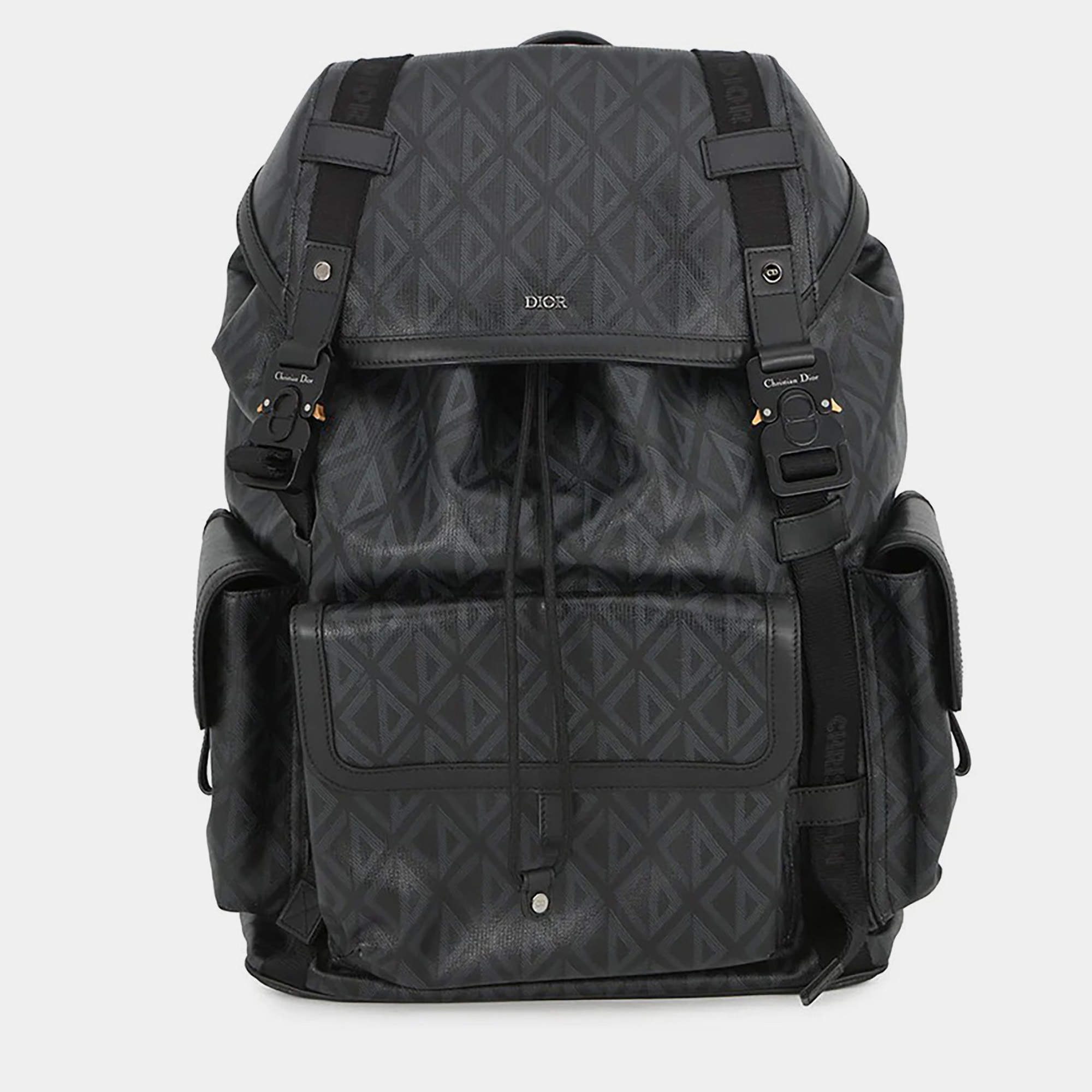 Pre Owned Dior Cd Diamond Hit The Road Backpack Black PVC Leather