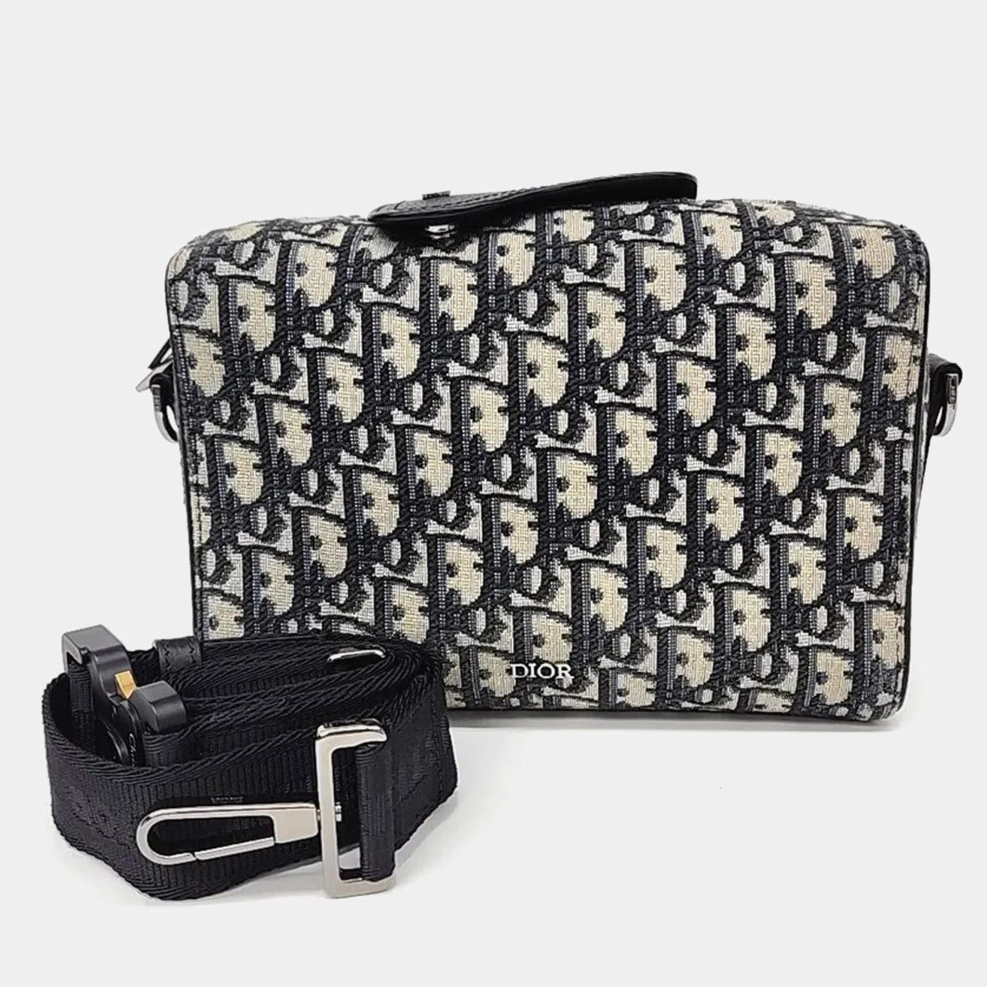 Pre Owned Dior Navy Blue Canvas Homme Ringo Pouch Crossbody Bag 