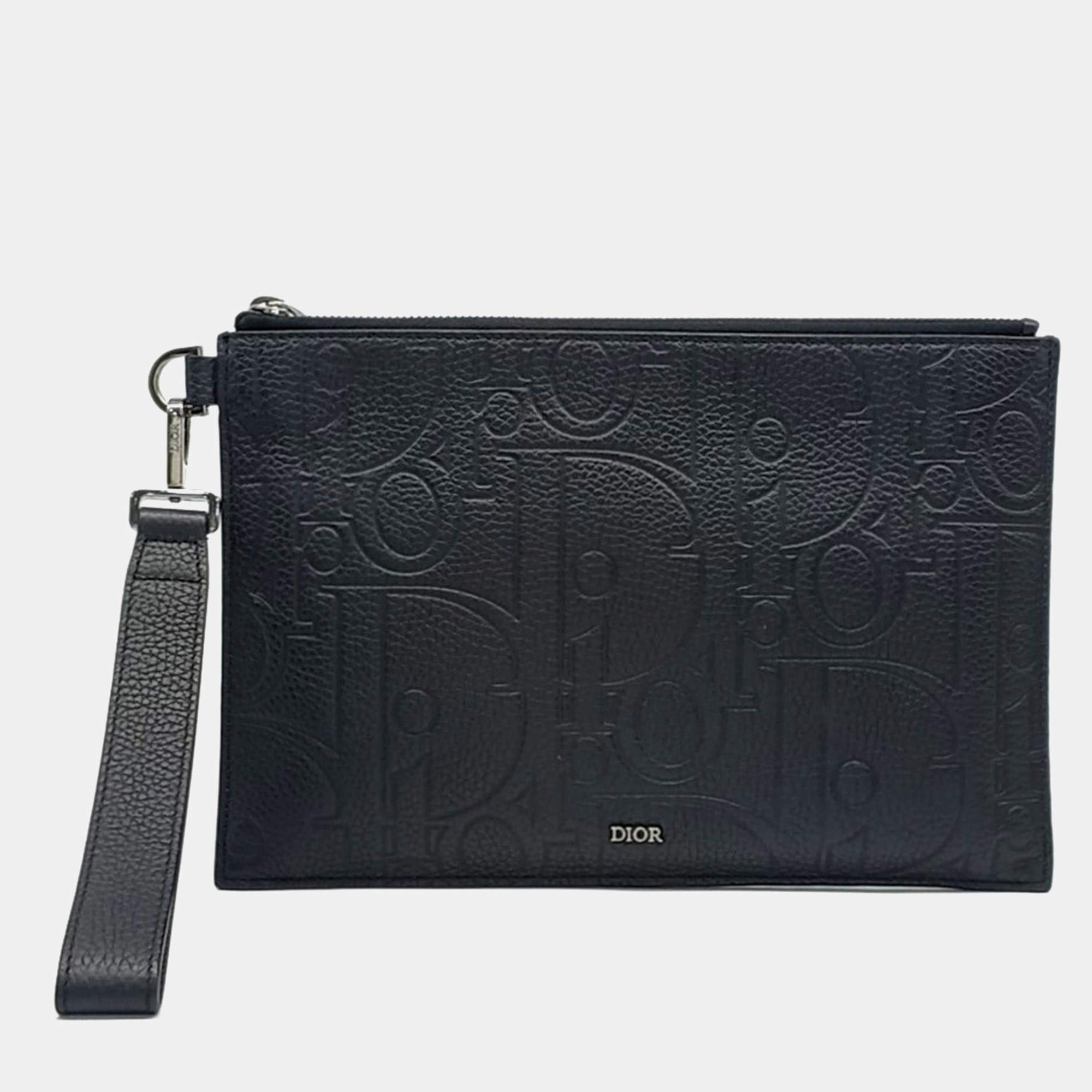 Pre Owned Dior Black Leather Homme A5 Pouch