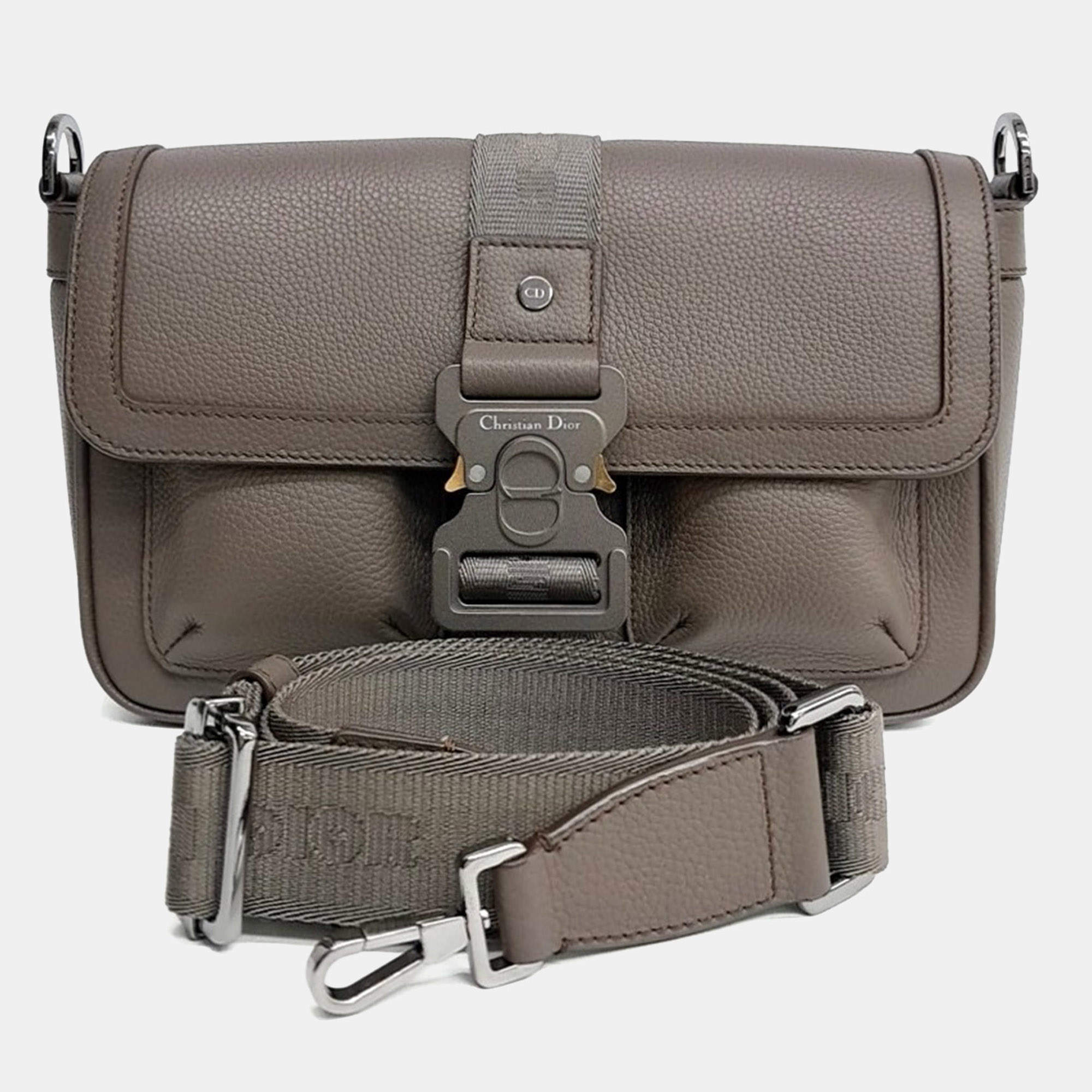 Pre Owned Dior Brown Leather Homme Hit the Road Messenger Bag