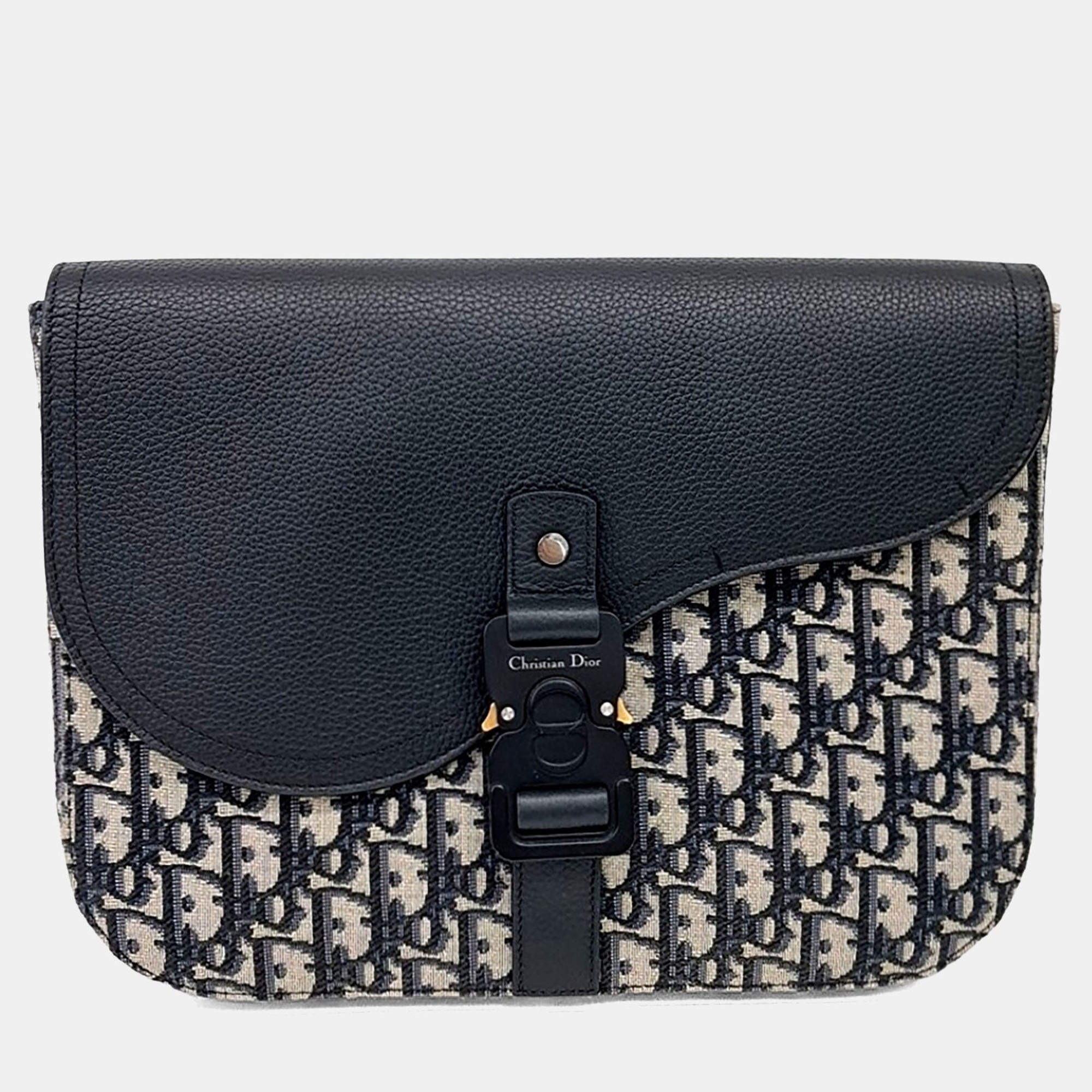 Pre Owned Dior Multicolor Fabric and Leather Homme Saddle A5 Pouch
