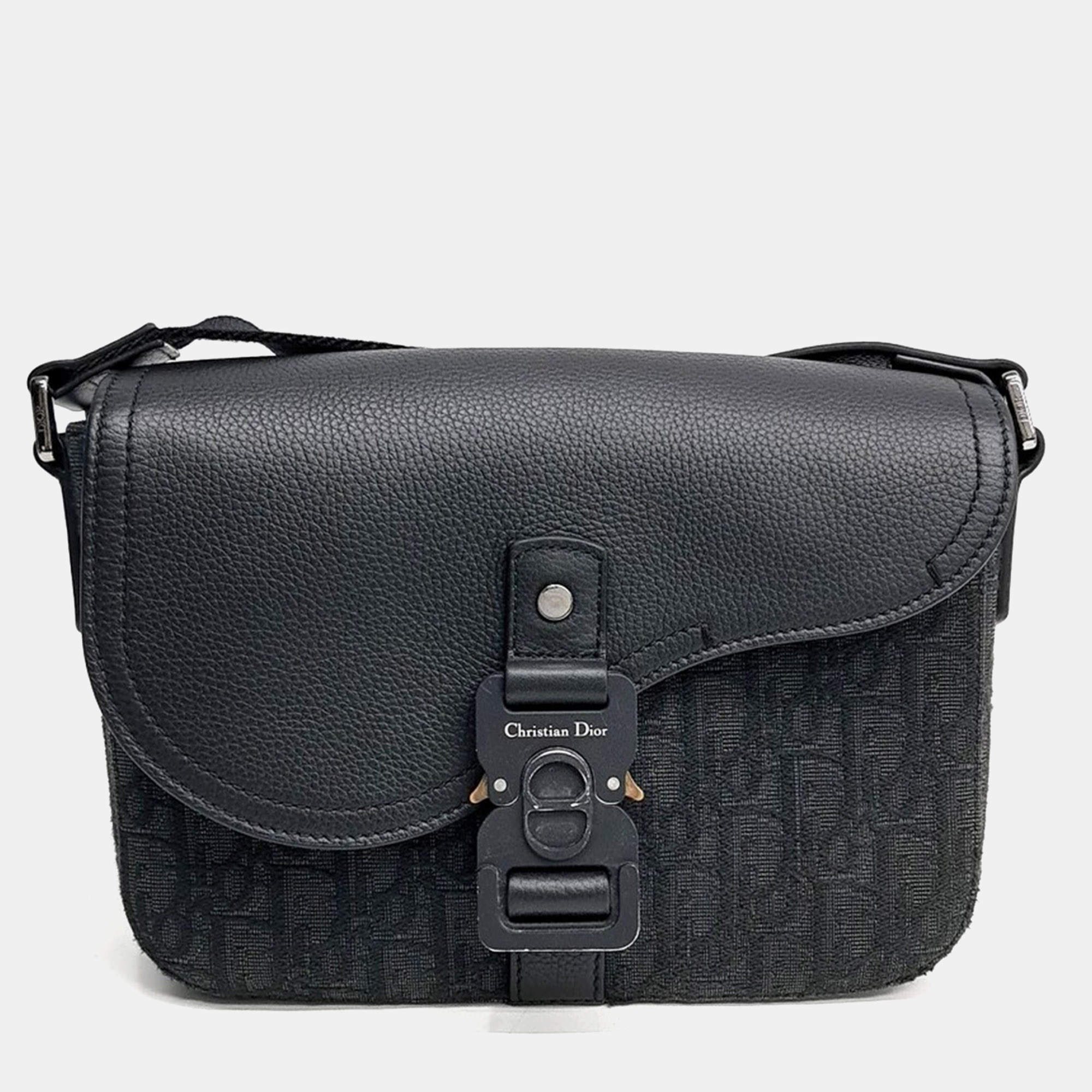 Pre Owned Dior Black Fabric Homme Saddle Mini Crossbody Bag