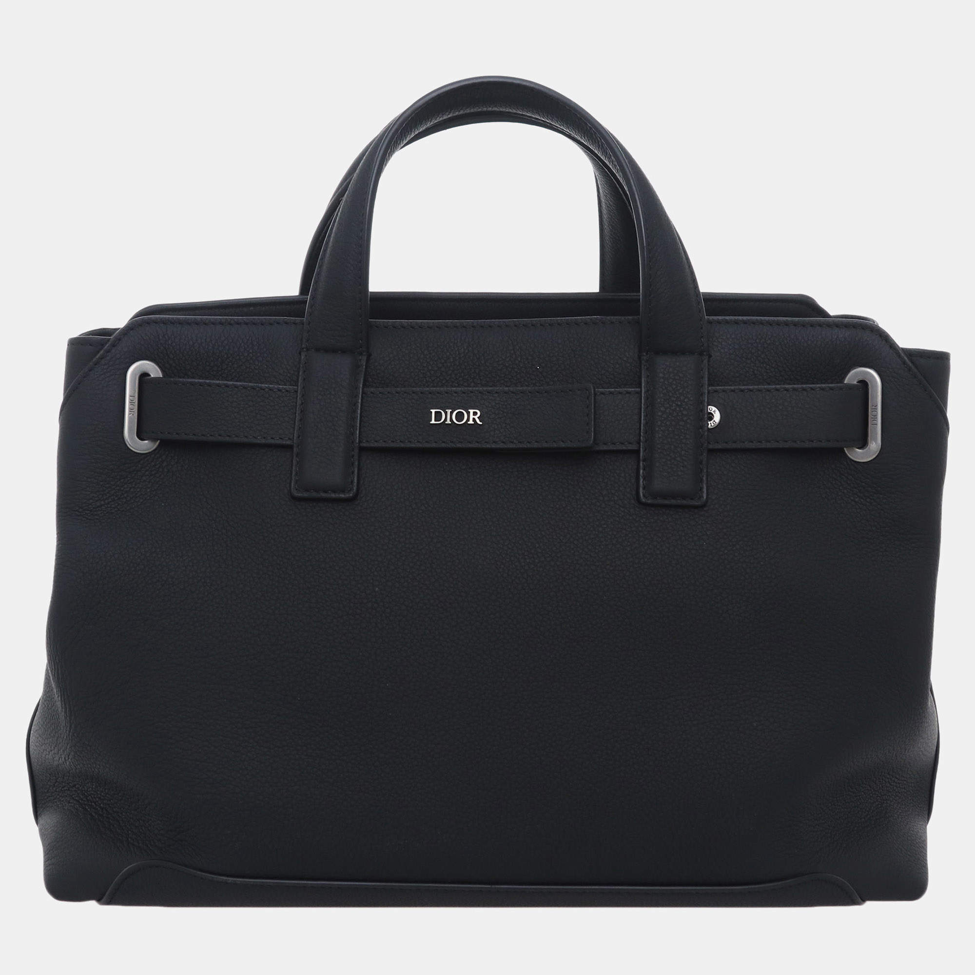 Pre Owned Dior Icons Normandie Black Calf Leather Small Tote Bag SHW