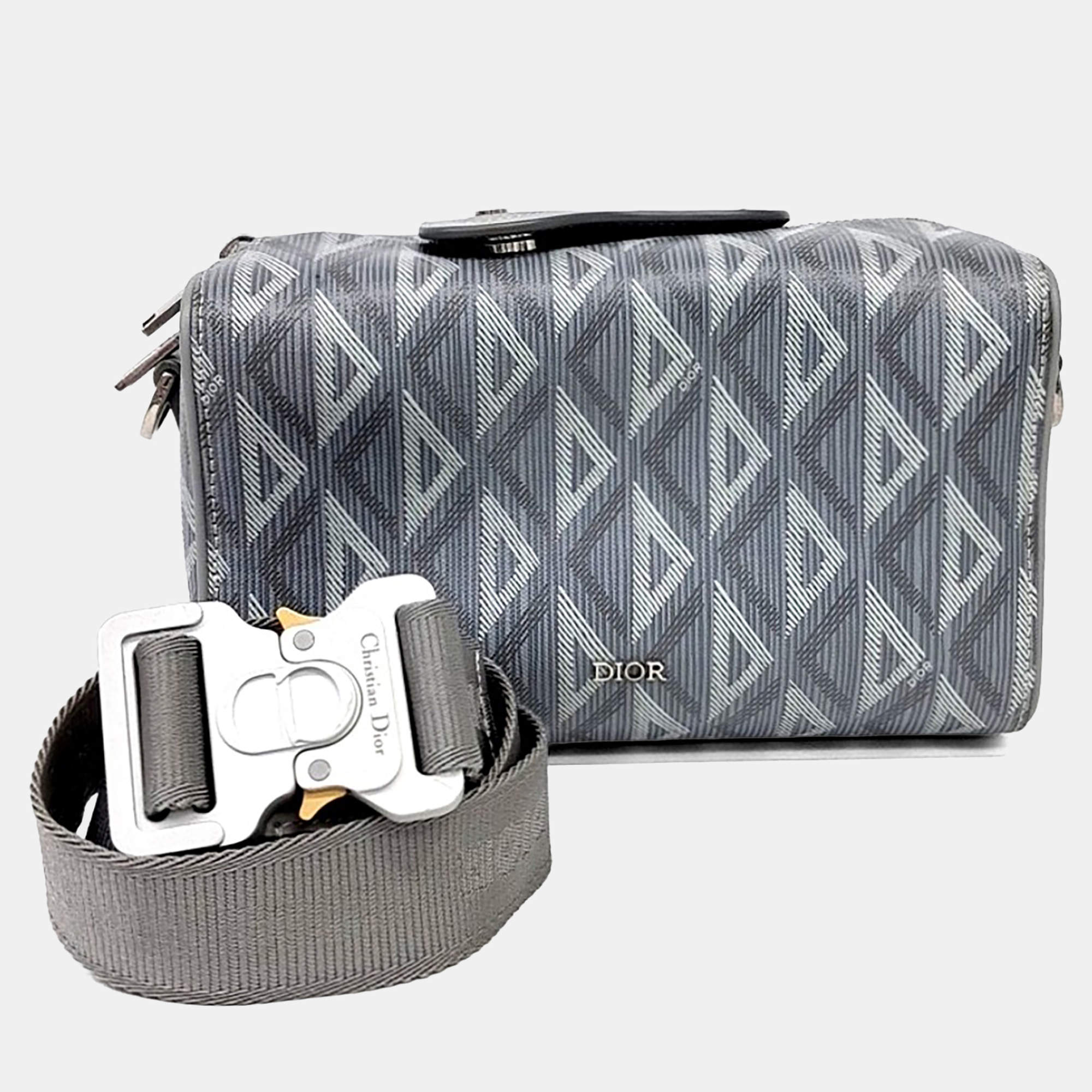 Pre Owned Dior Grey PVC Homme Ringo Pouch Crossbody Bag