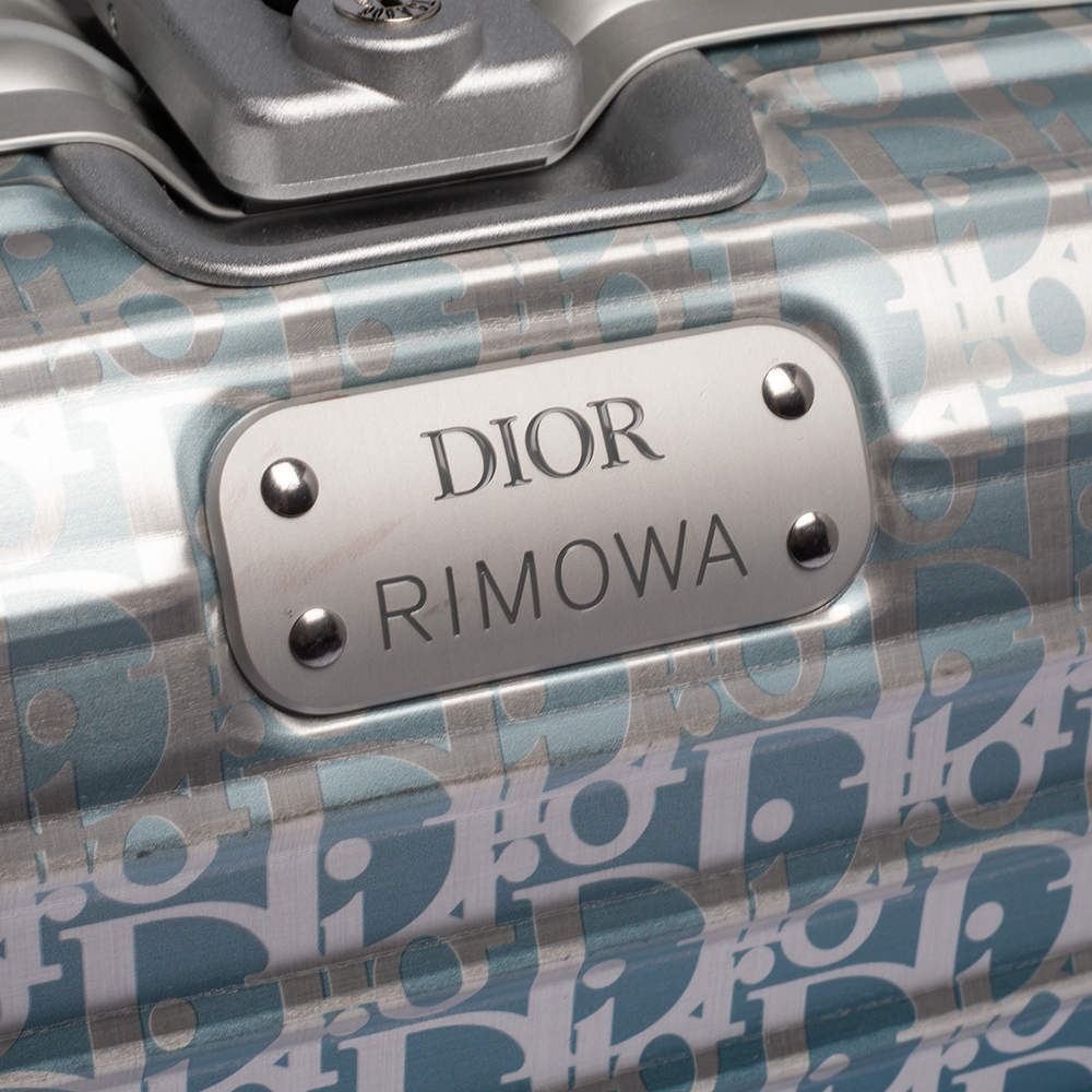Dior x RIMOWA 4-Wheel Large Suitcase Aluminium Dior Oblique Blue Gradient  in Aluminium with Silver-tone - US
