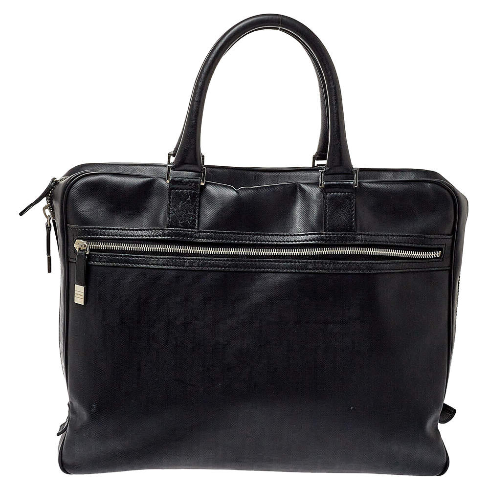 Dior Homme Black Oblique Coated Canvas Document Briefcase