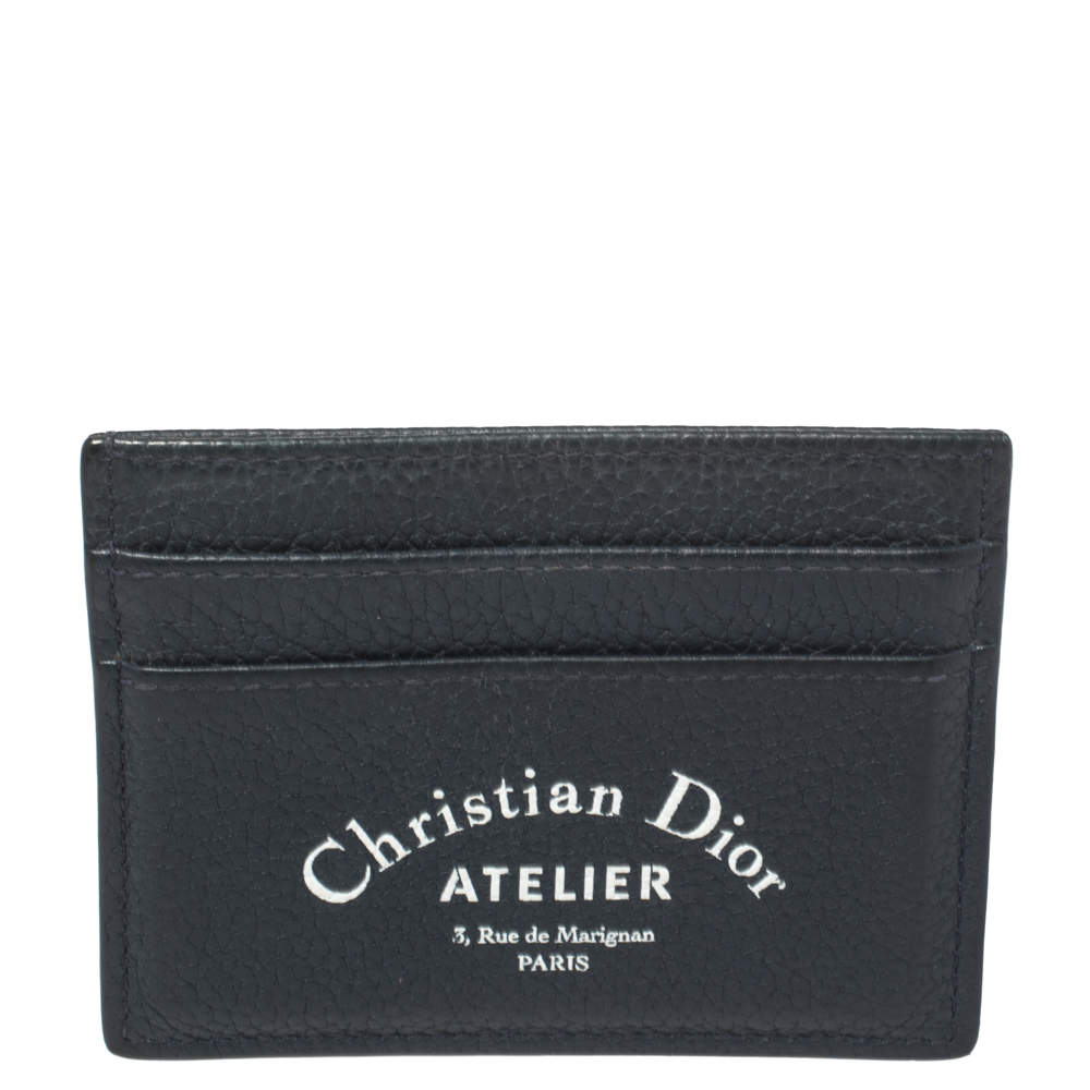 Pre Owned Dior Blue Leather Card Holder