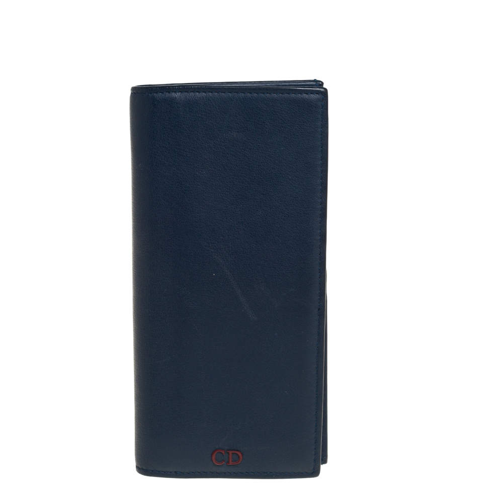 Pre Owned Dior Blue Leather Long Wallet