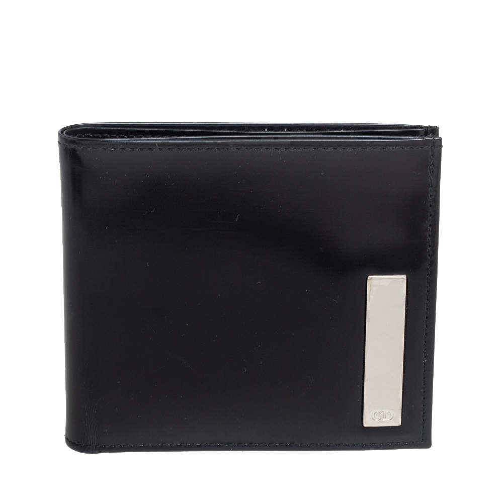 Dior Black Glossy Leather Bifold Wallet