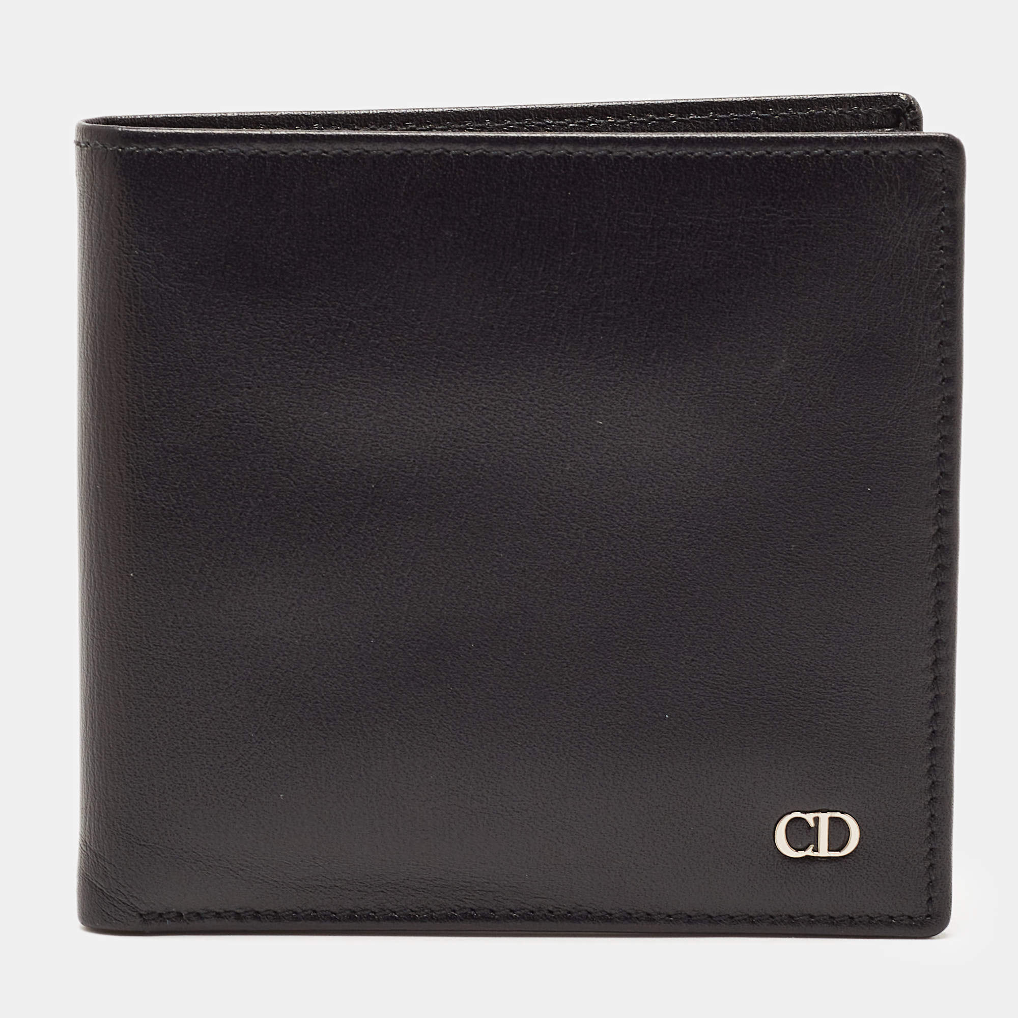 Dior Black Leather CD Icon Bifold Wallet 
