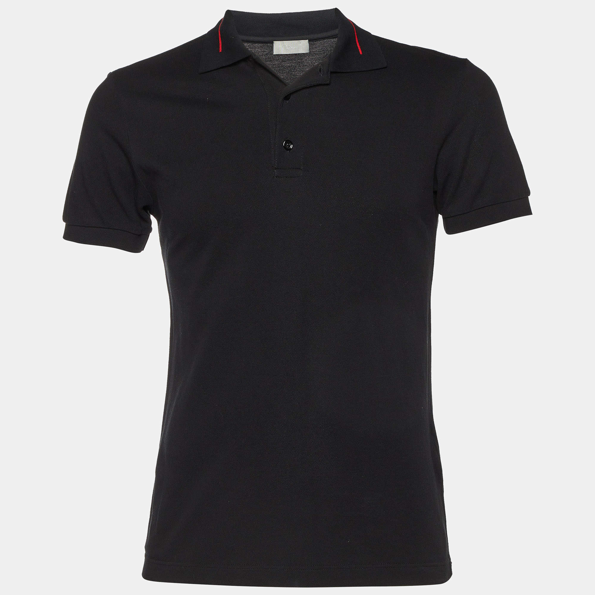 Pre Owned Dior Black Cotton Knit Polo T-shirt XS