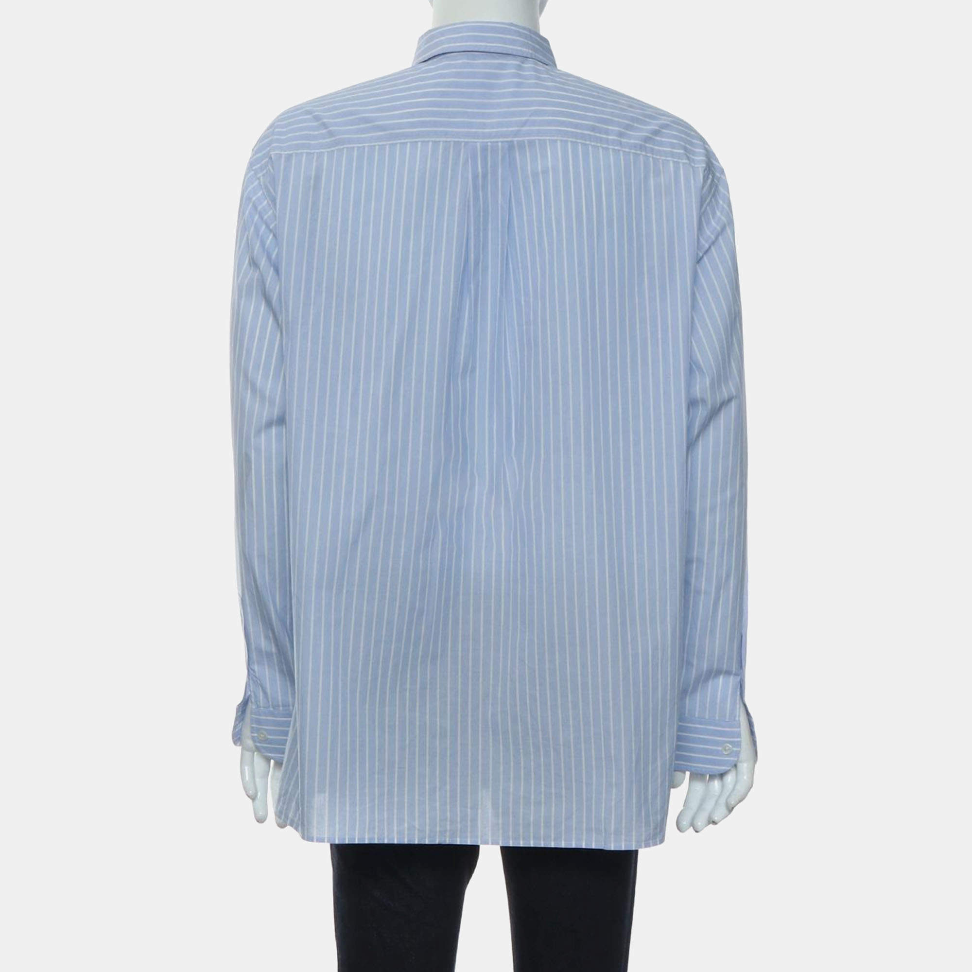 Dior Blue Cotton Stripes Button-Up Shirt FR Men 41 Dior | TLC
