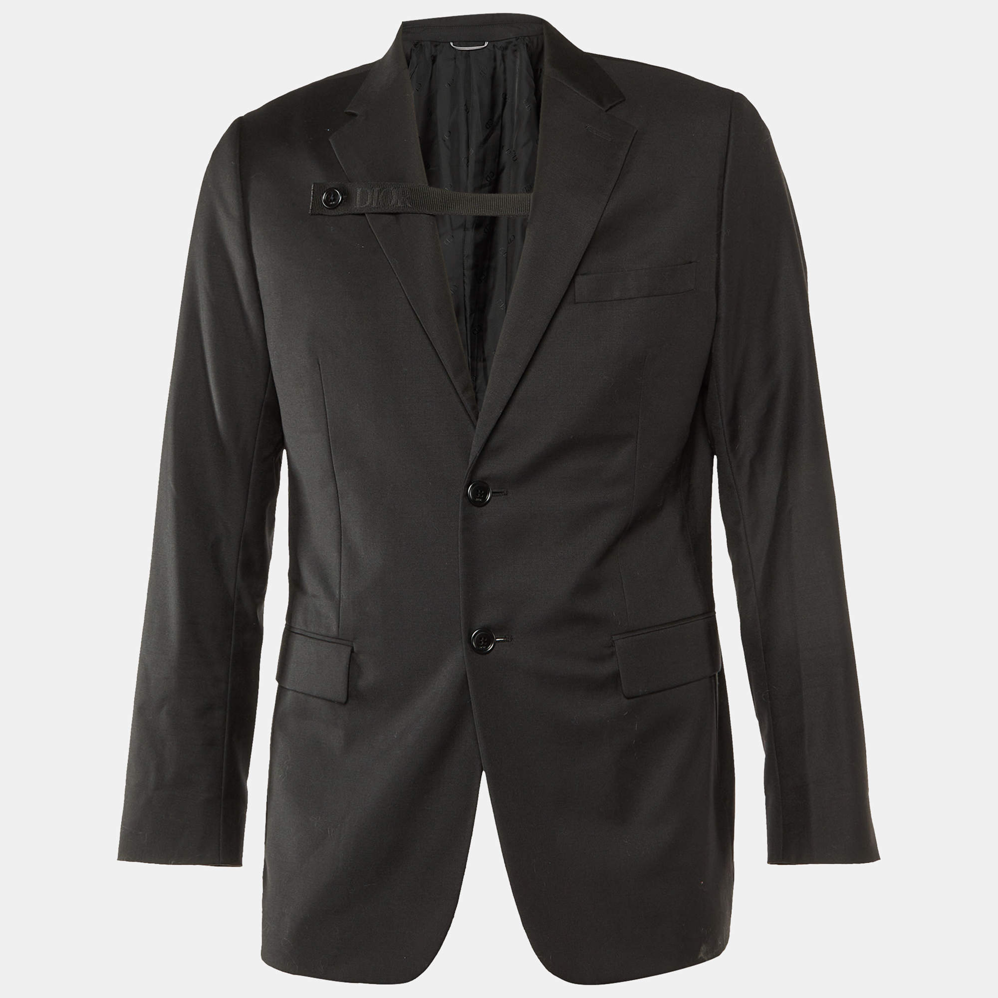 Dior Homme Black Wool Lapel Detail Tailored Blazer L