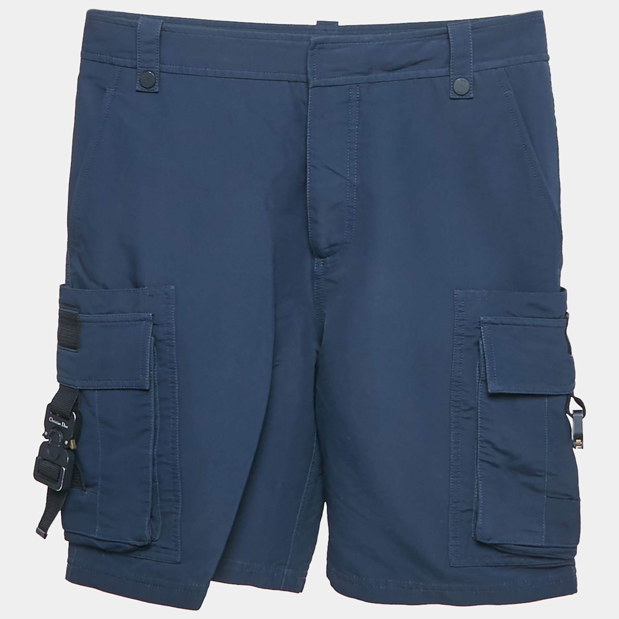 Dior Homme Navy Blue Synthetic Blend Cargo Shorts M