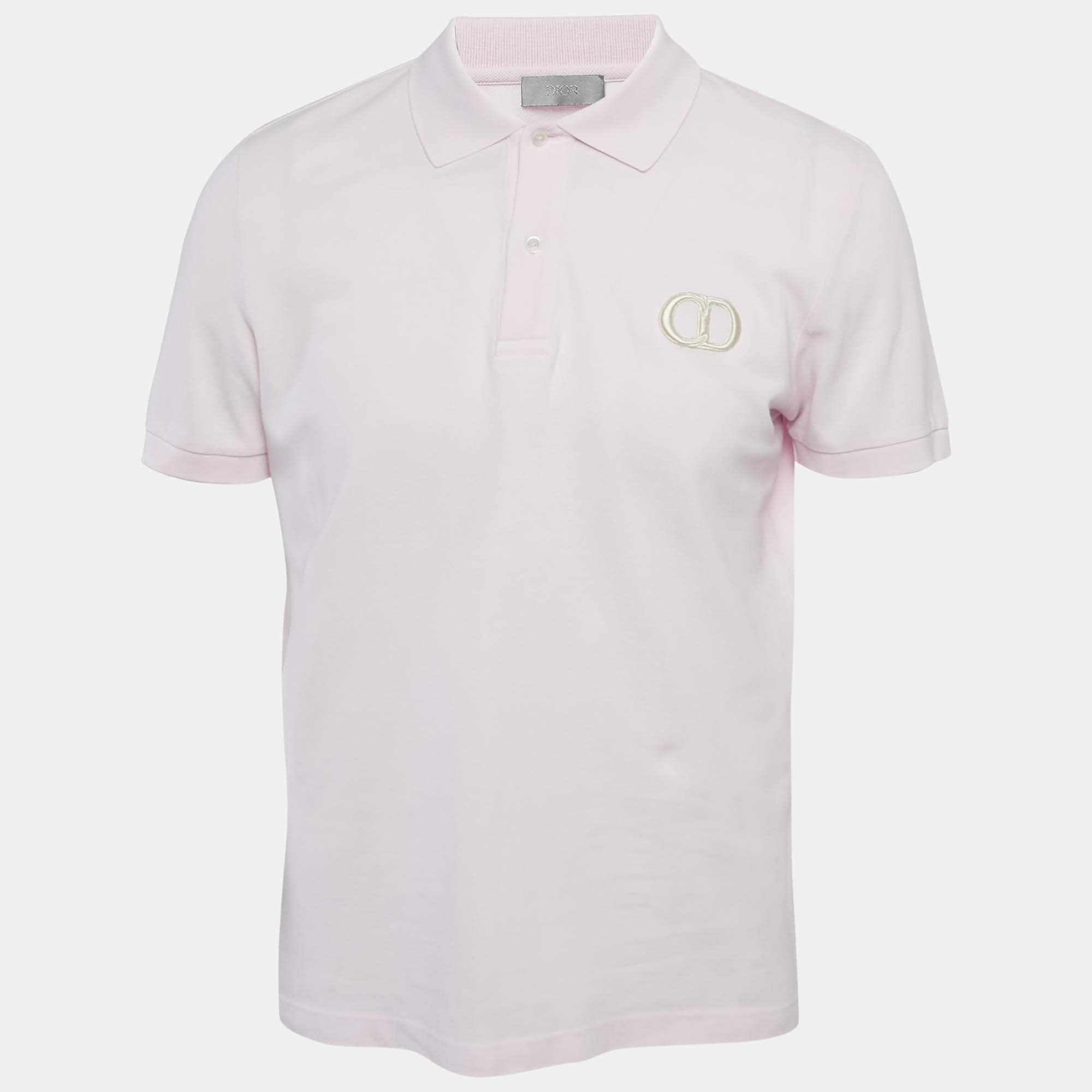 Dior Homme Pink Cotton CD ICon Polo T-Shirt L