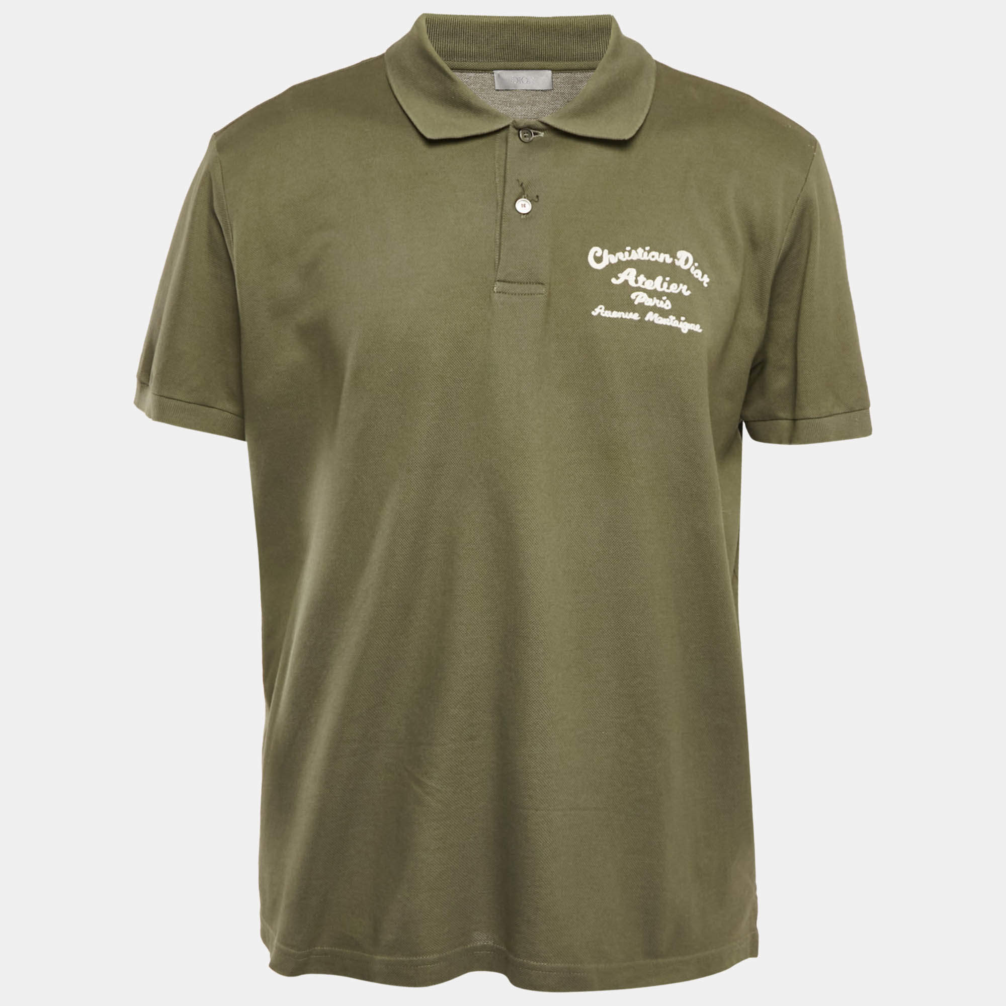 Dior Homme Green Logo Embroider Cotton Polo T-shirt XXXL