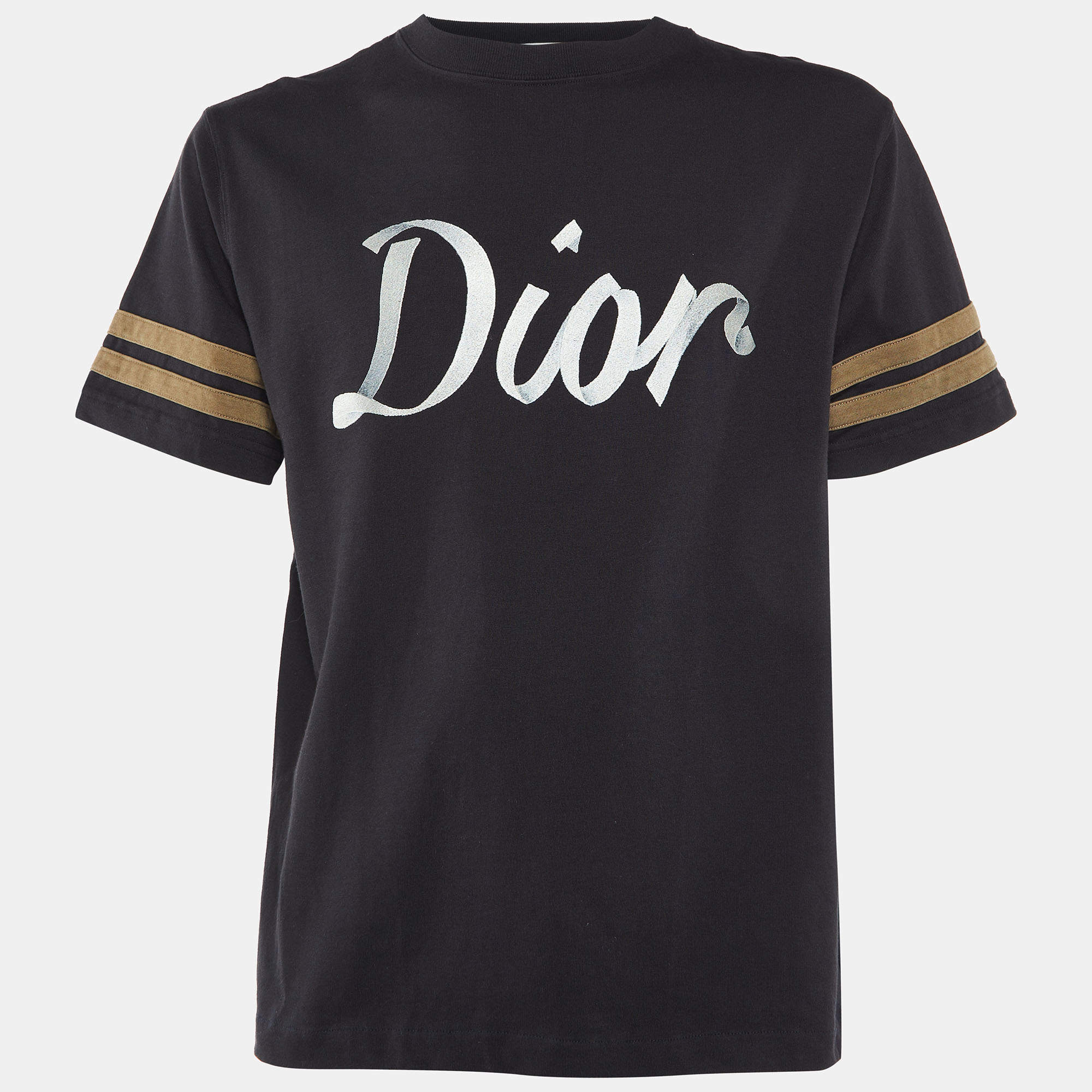 Pre Owned Dior Homme Black Cotton Knit Logo Embroidered Oversized T-Shirt S