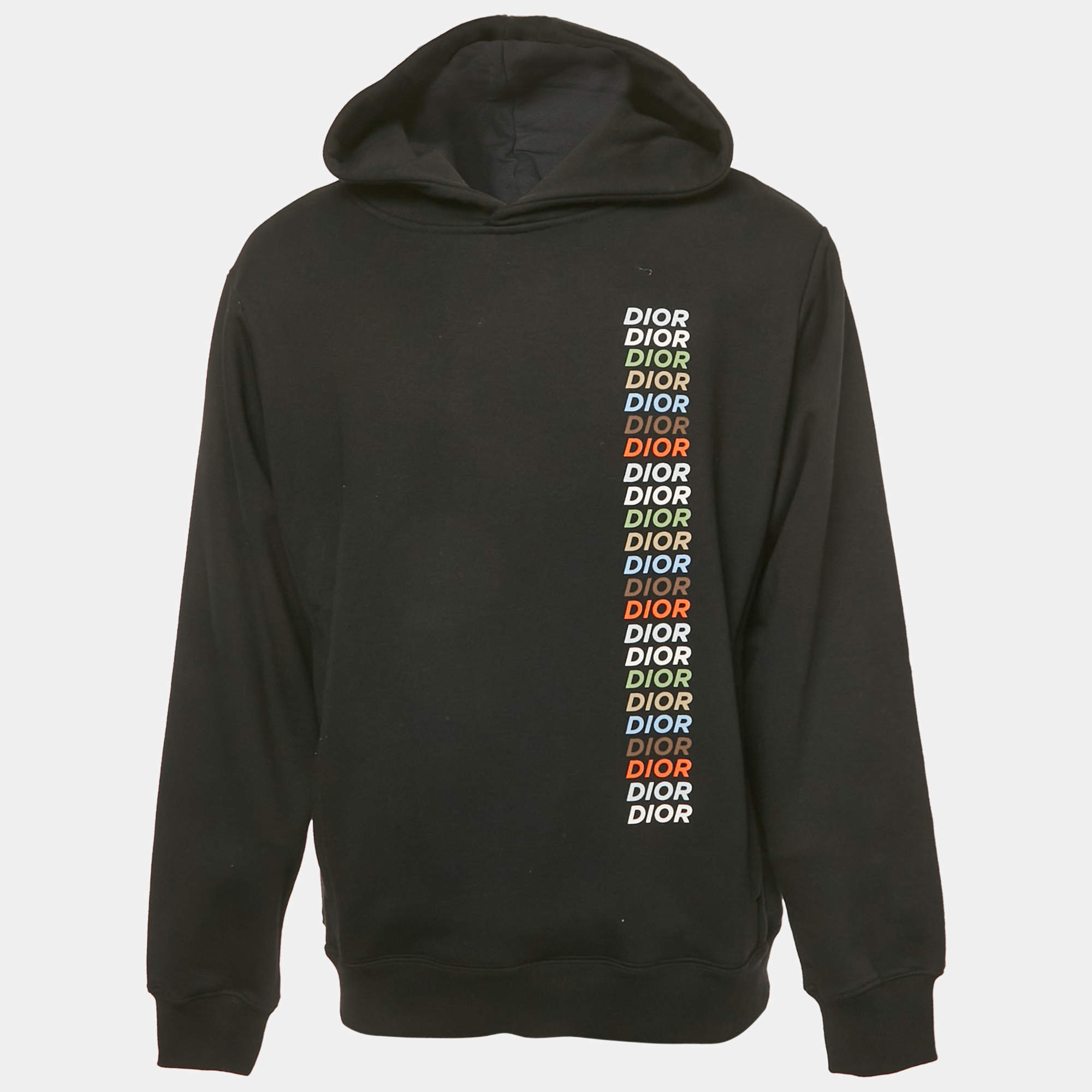 مملوكة مسبقًا Dior Homme Black Logo Print Cotton Knit Hoodie XL