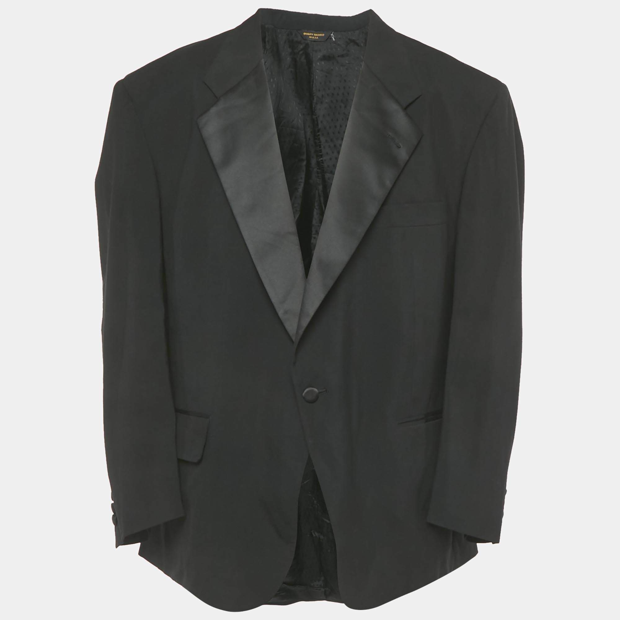 Pre Owned Christian Dior Vintage Black Wool Tailored Blazer 4XL