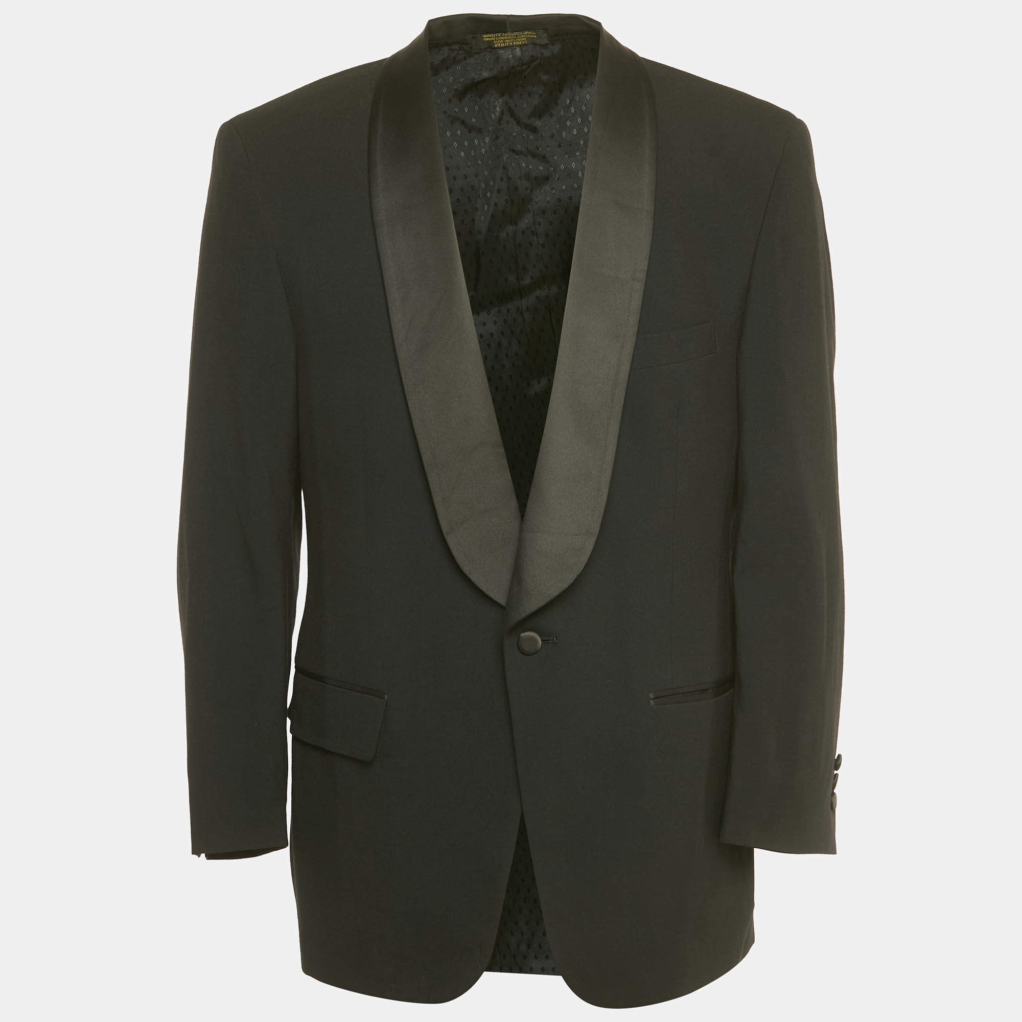 Pre Owned Christian Dior Monsieur Vintage Black Wool Tuxedo Blazer L