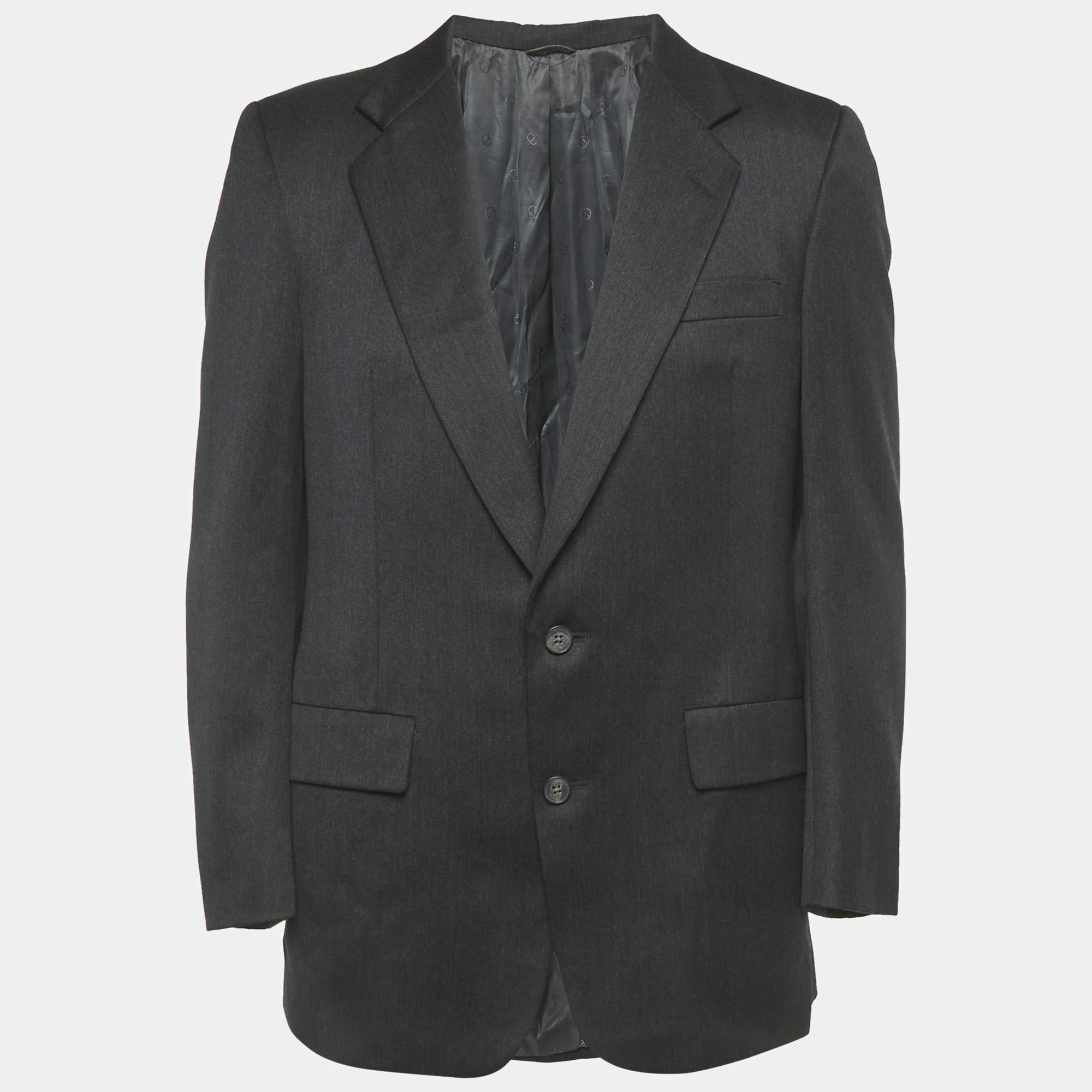 Pre Owned Christian Dior Le Connaisseur Vintage Dark Grey Wool Single Breasted Blazer XL