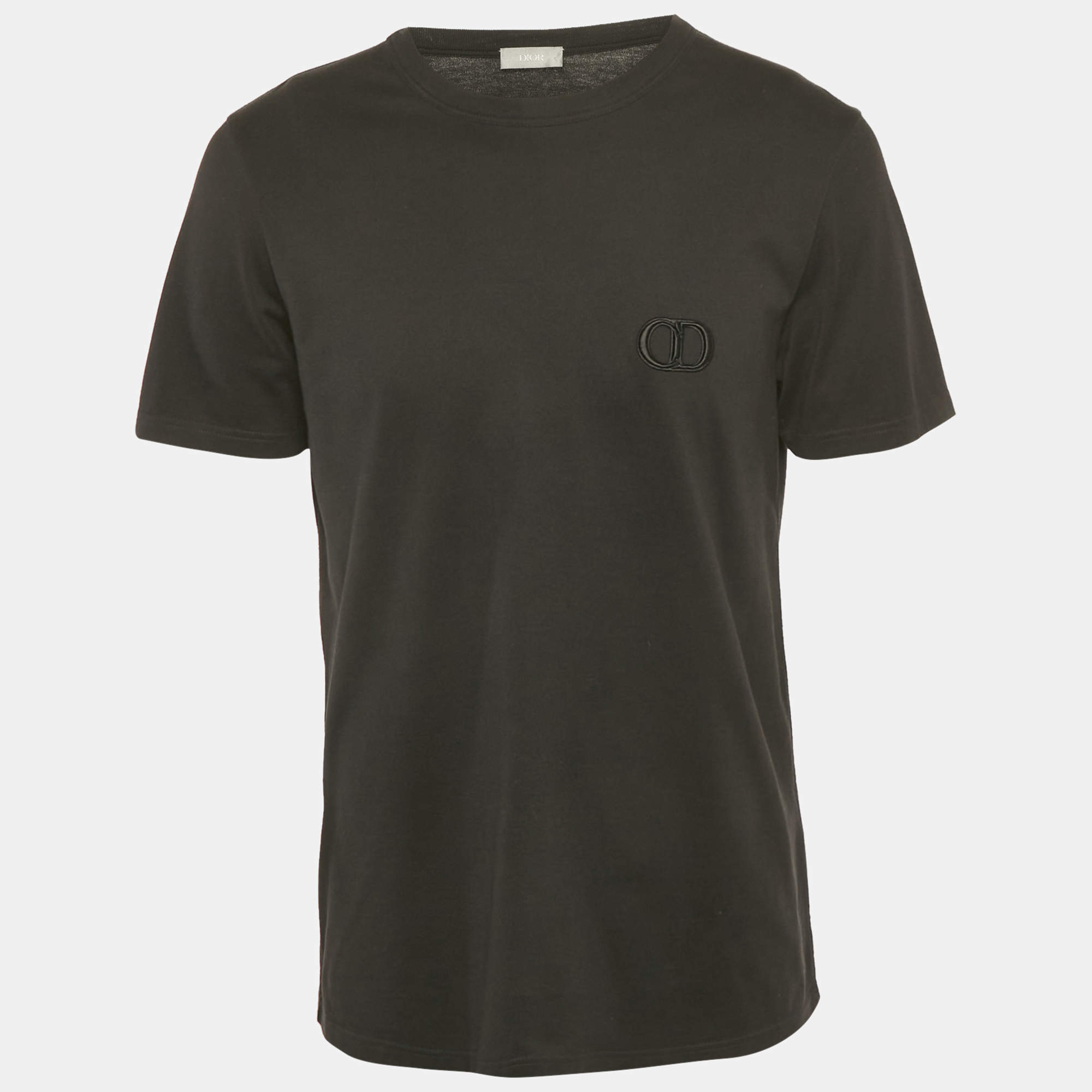 Pre Owned Dior Homme Black CD Icon Embroidered Cotton T-Shirt L