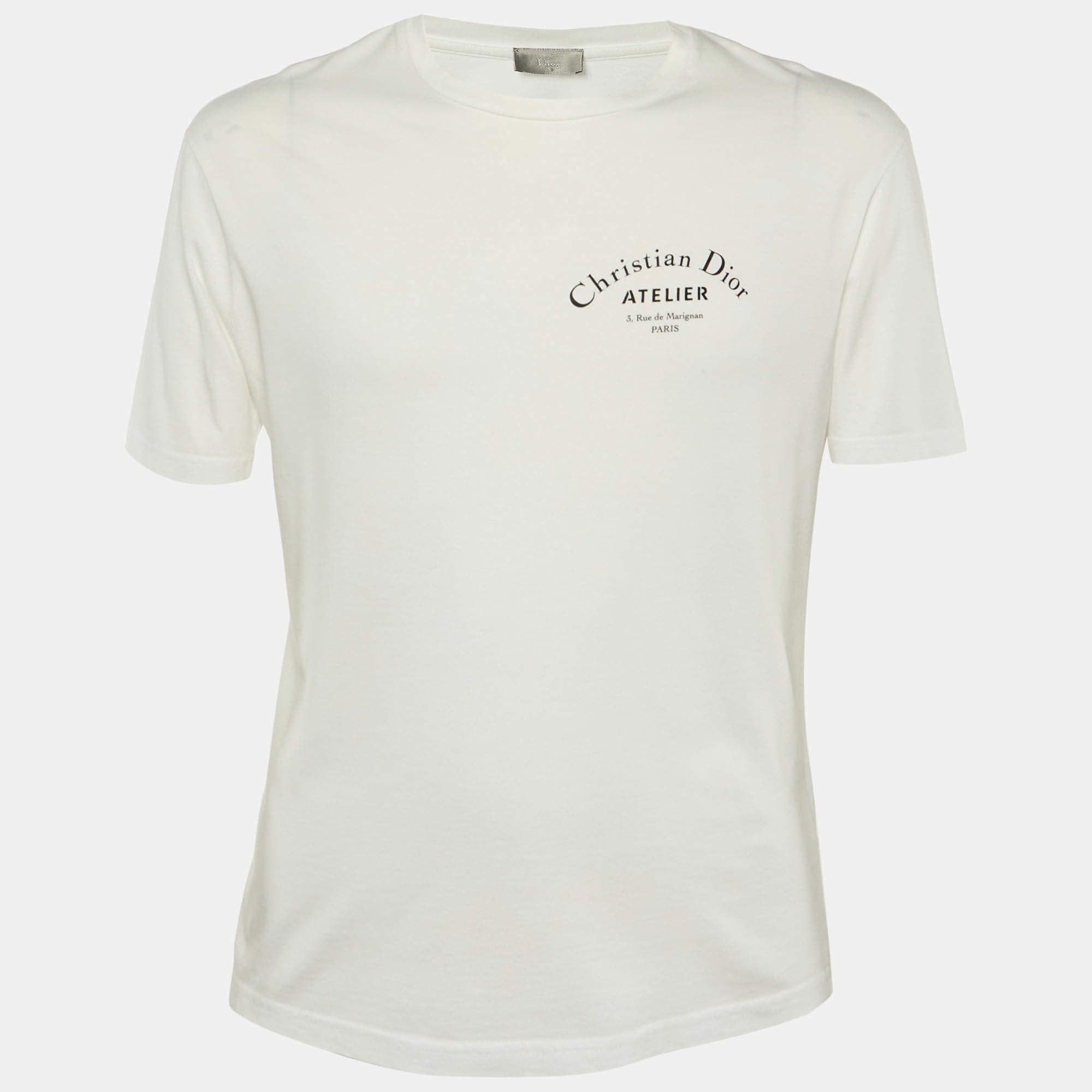 Pre Owned Dior Homme White Logo Printed Cotton Knit T-Shirt S