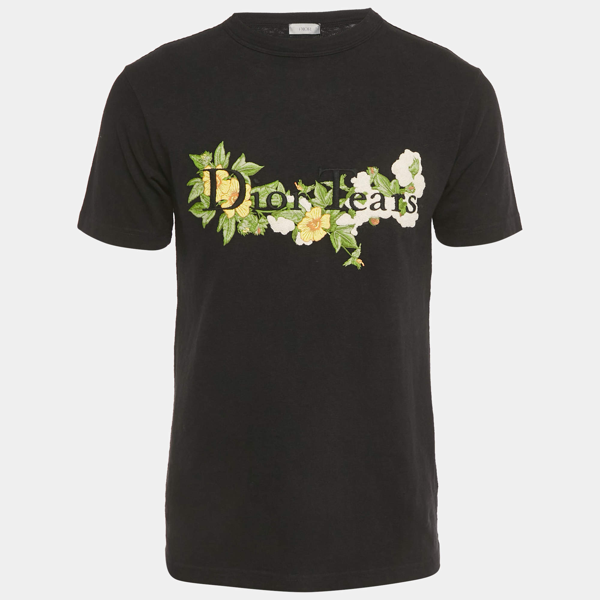 Pre Owned Dior Homme X Denim Tears Embroidered Black Cotton T-Shirt XXS 