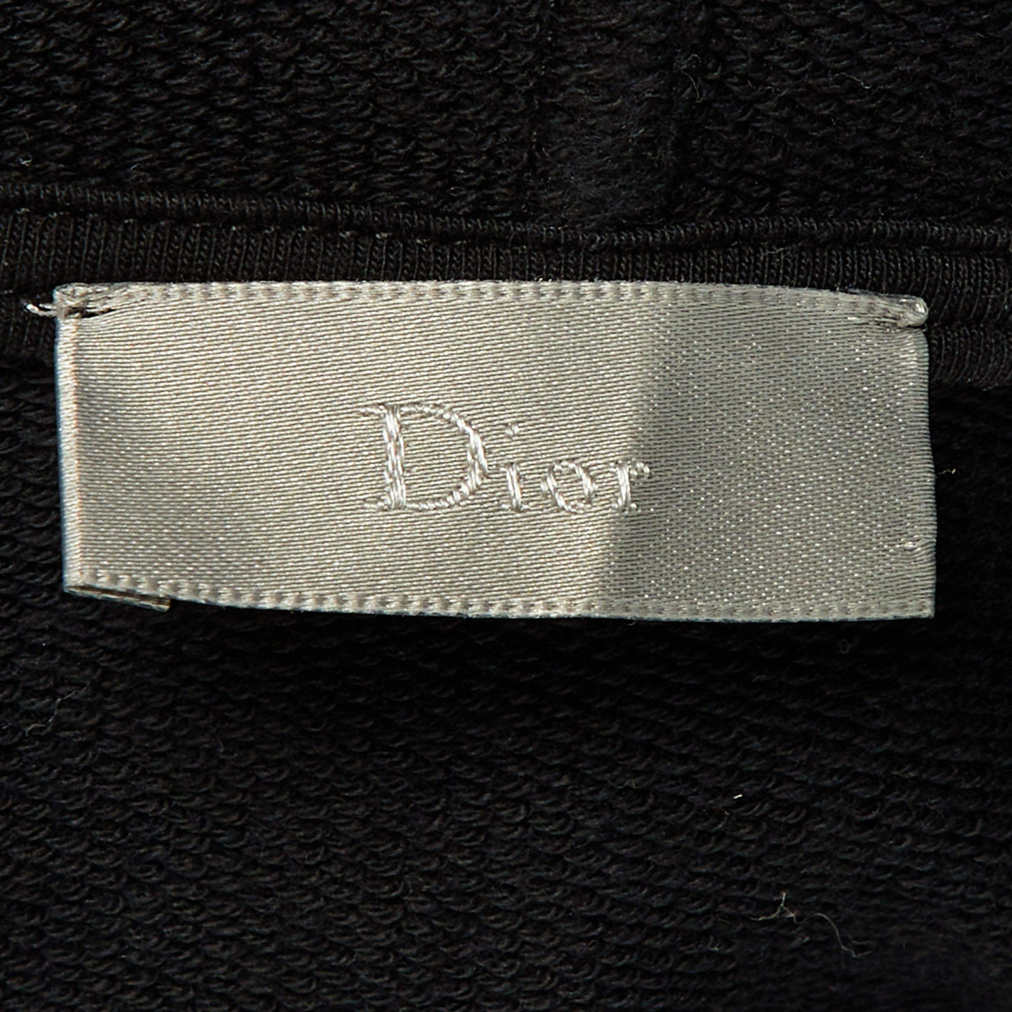 Dior Homme Black Bee Embroidered Cotton Atelier Logo Trim Zip -Up