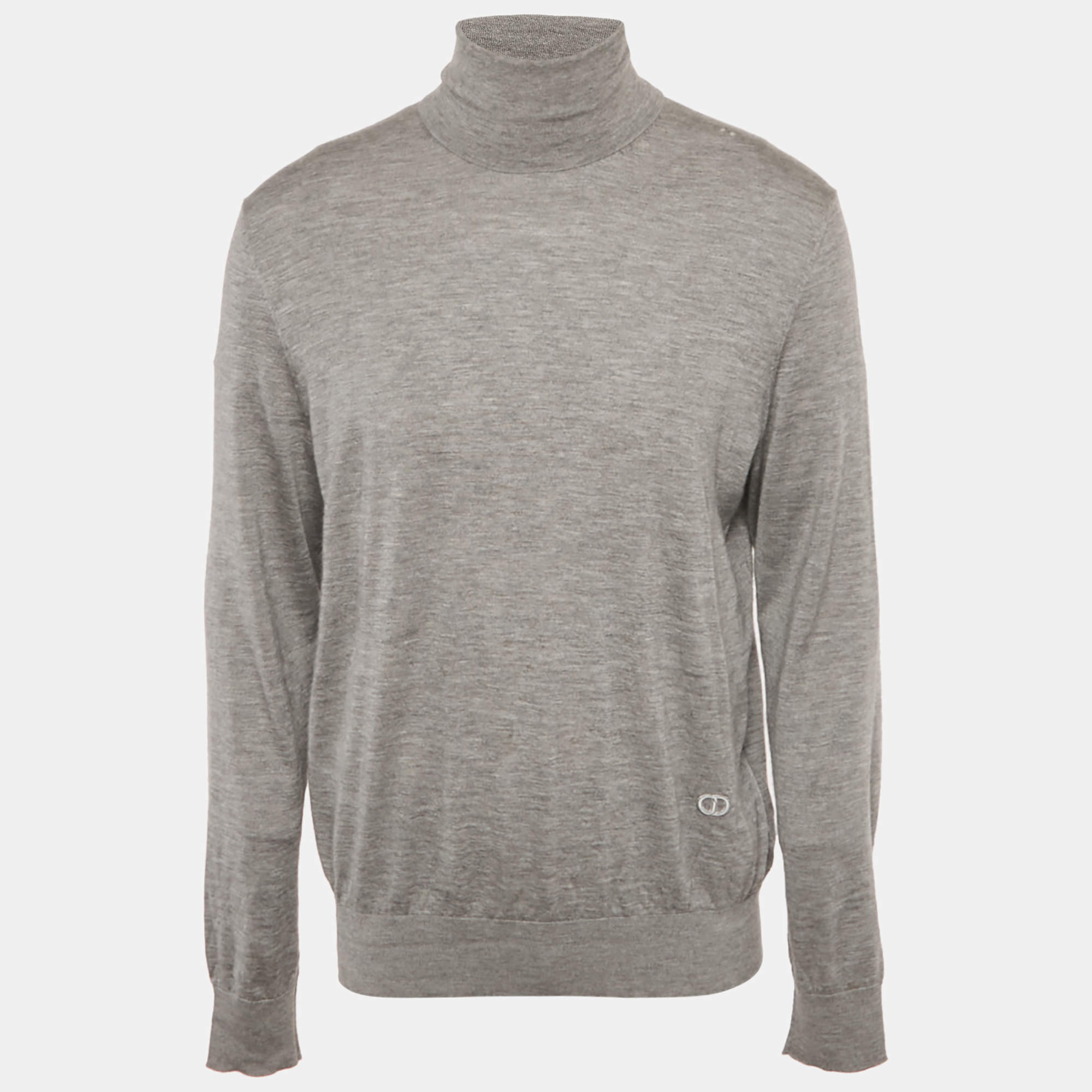 Pre Owned Dior Homme Grey Cashmere Turtleneck Jumper XXL