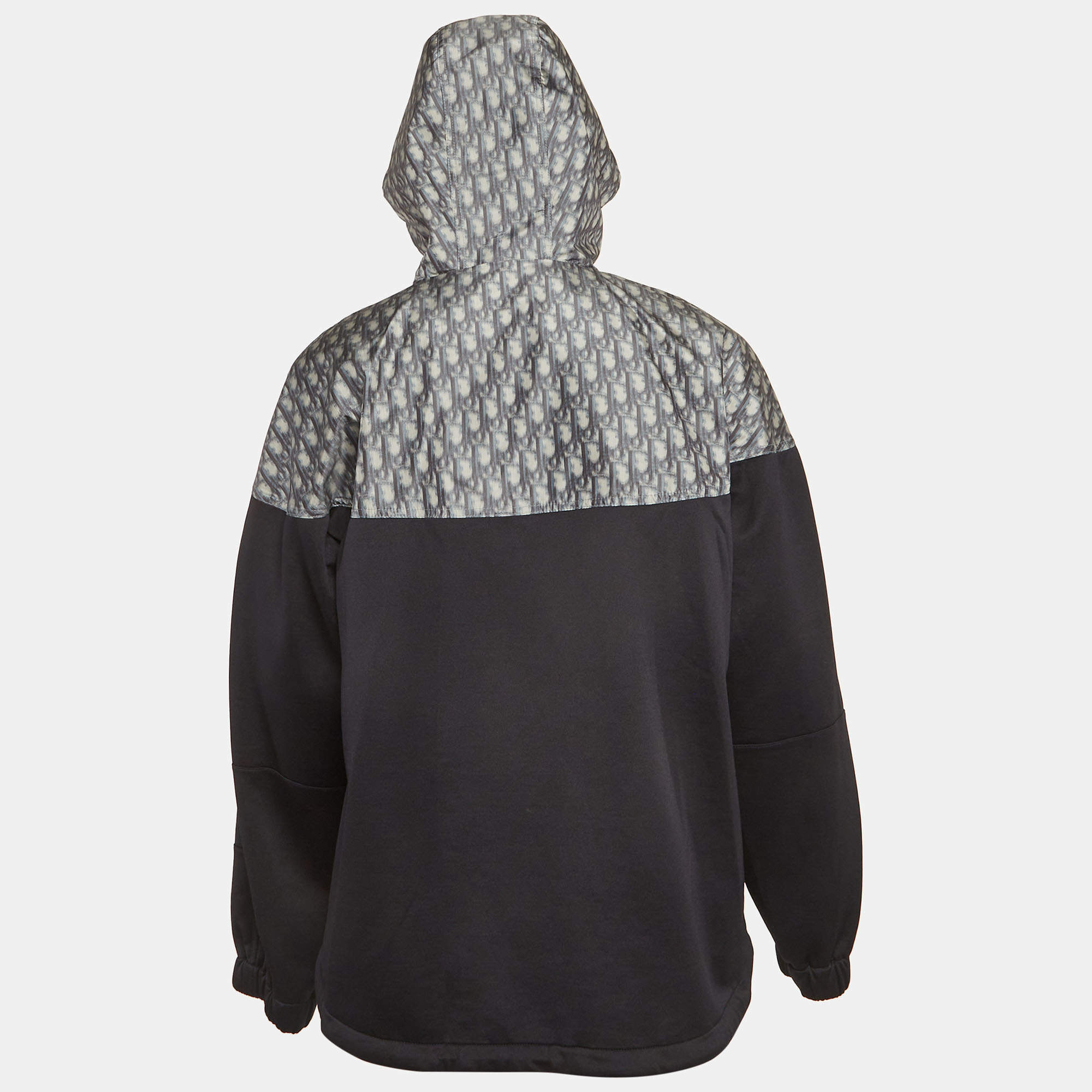 Dior X Stussy Blurred Oblique Jersey and Synthetic Anorak Hoodie