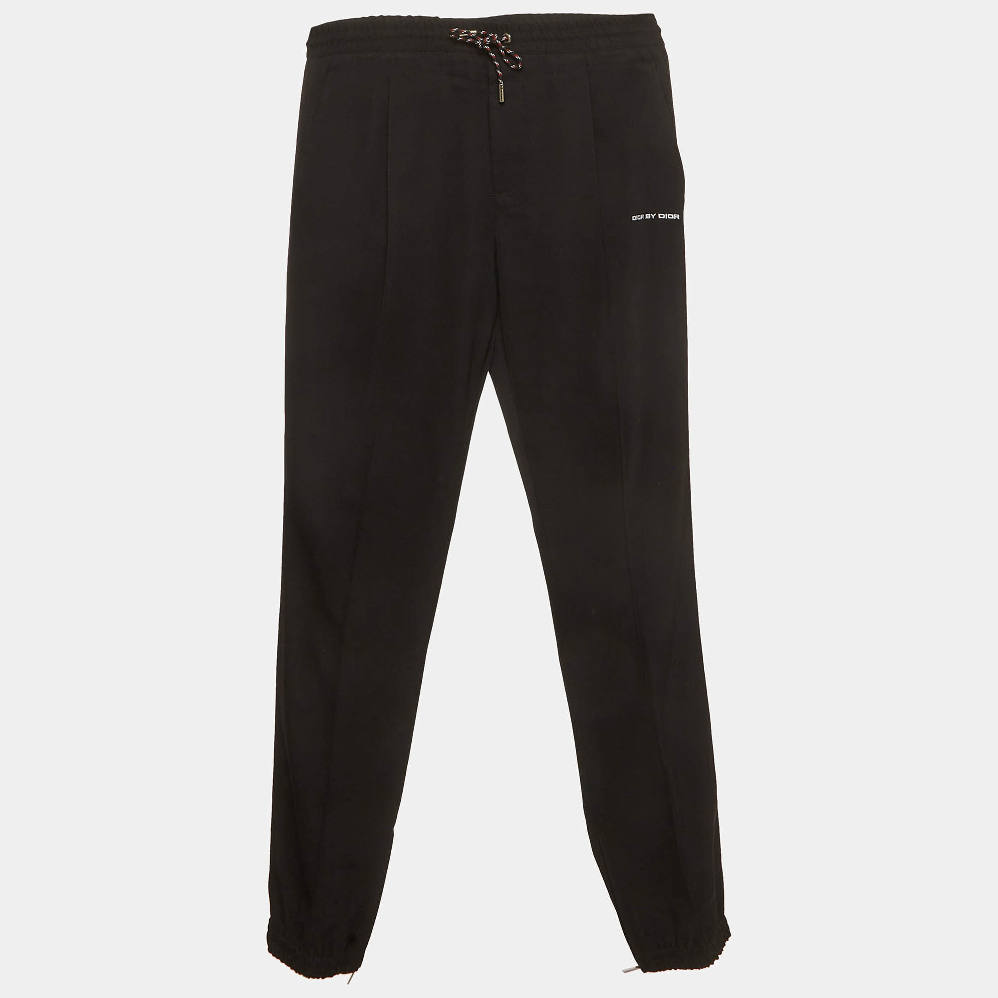 Pre Owned Dior Homme Black Gabardine Logo Embroidered Jogger L