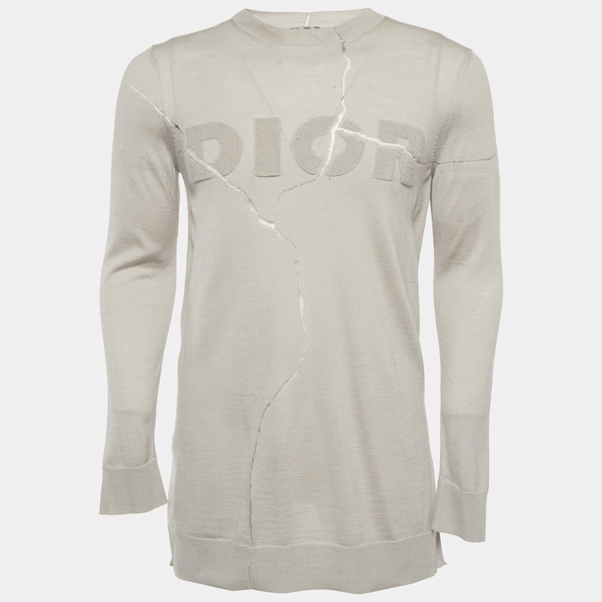 Pre Owned Dior Homme Grey Wool Blend Crewneck Sweatshirt XS