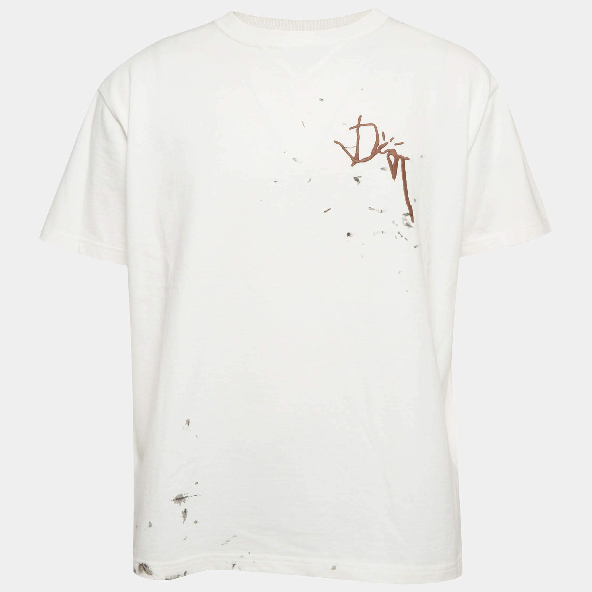 Pre Owned Dior Homme x Cactus Jack White Printed Cotton Crewneck T-Shirt M  