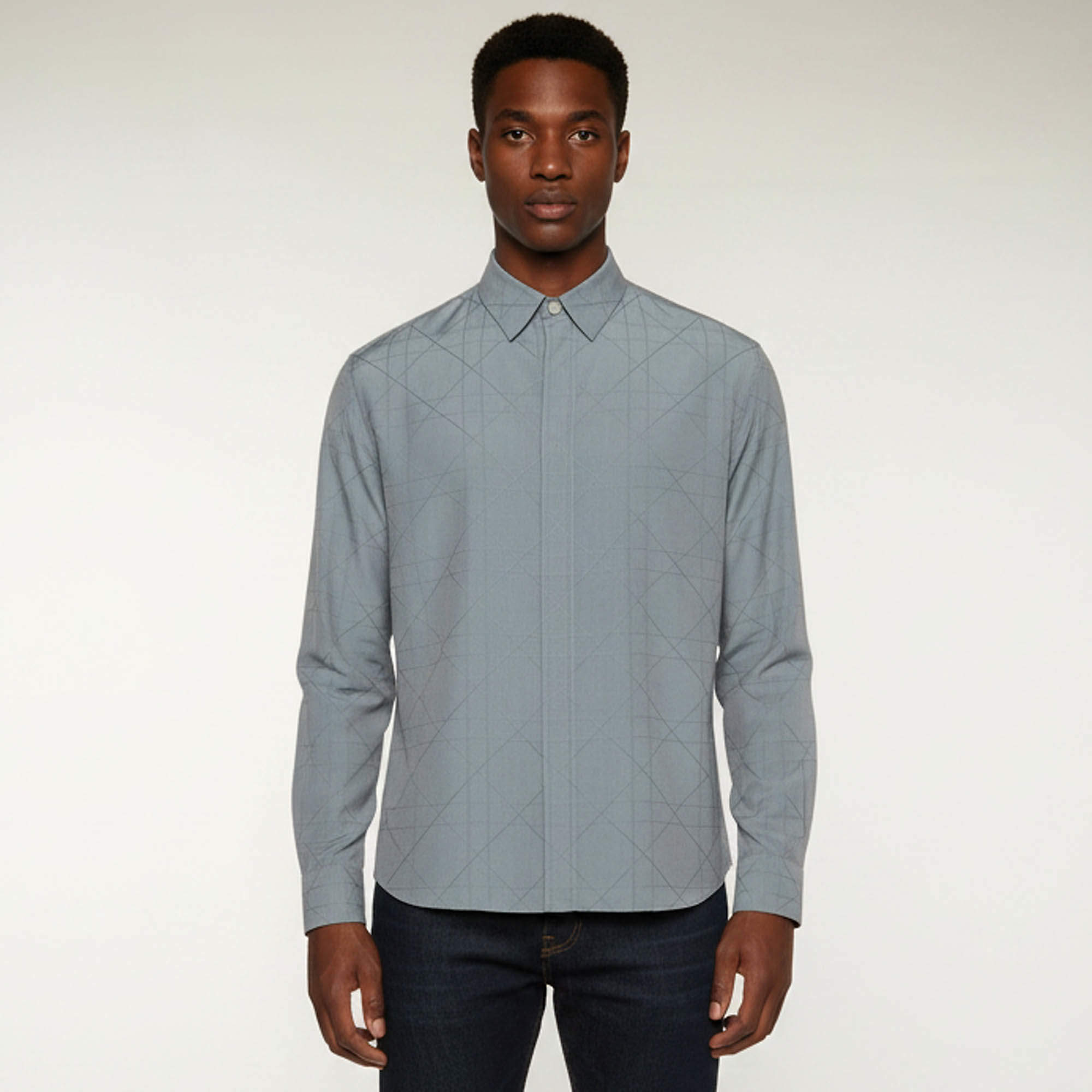 Pre Owned Dior Homme Grey Silk Blend Long Sleeve T-Shirt M