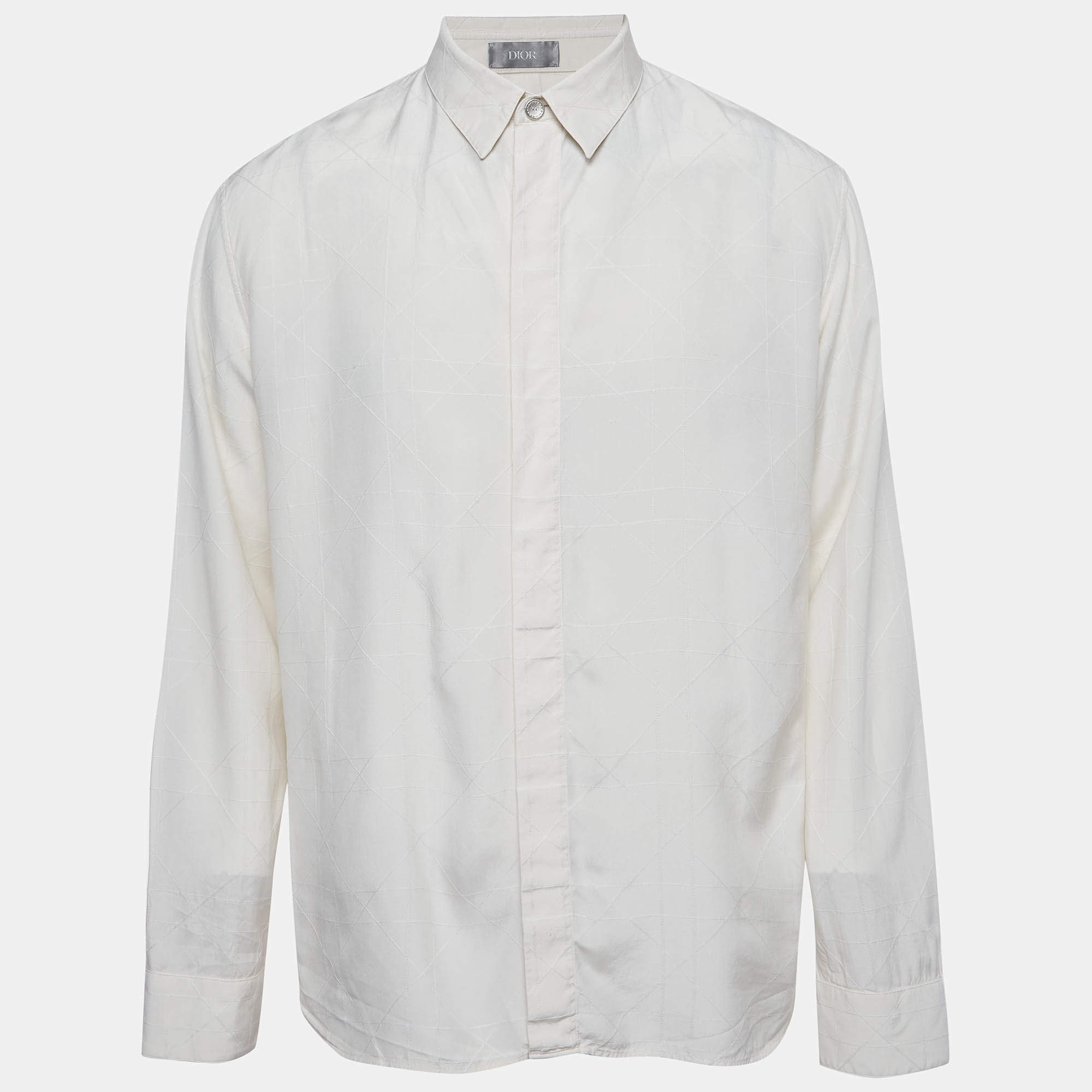 Pre Owned Dior Cream Silk Blend Long Sleeve Shirt L 