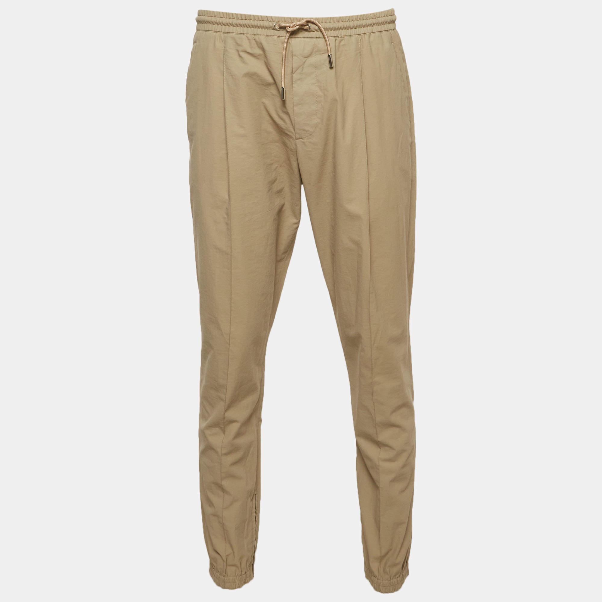 Pre Owned Dior Homme Beige Cotton Drawstring Track Pants