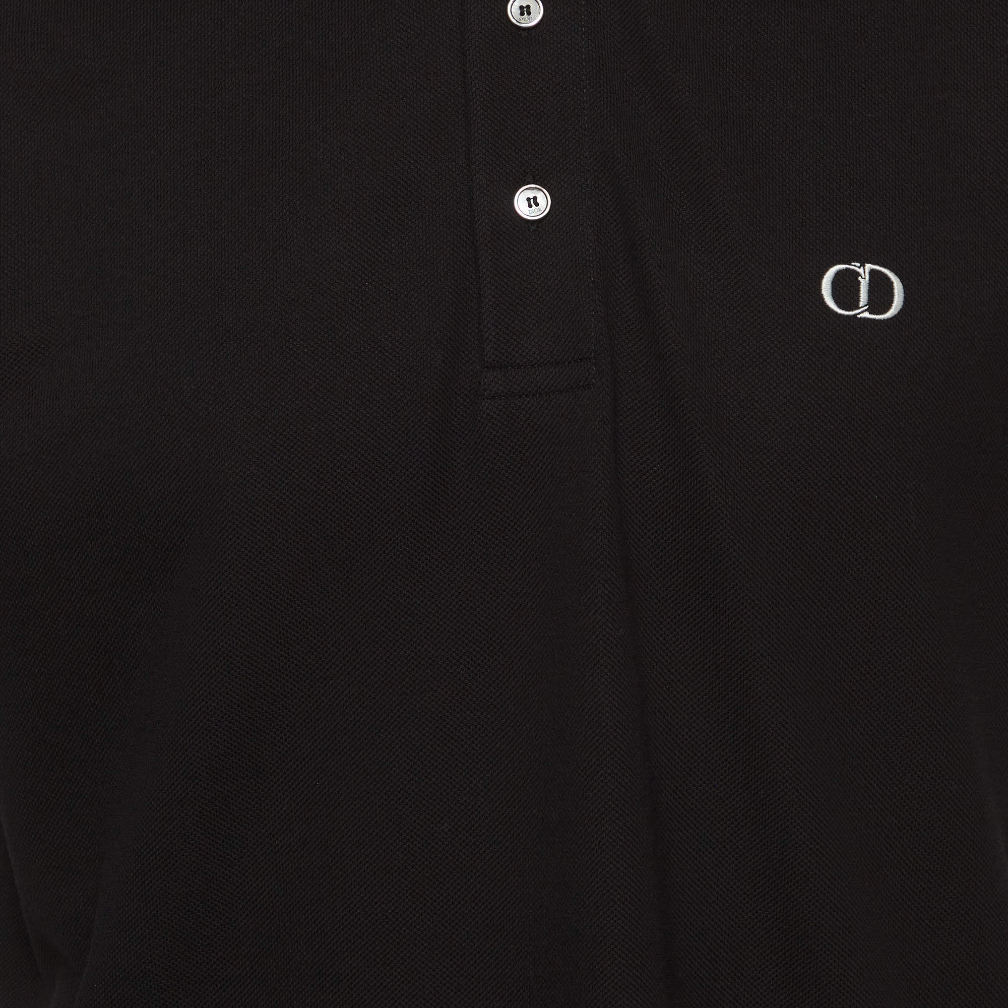 Christian Dior Homme Black CD Icon Cotton Pique Polo T-Shirt XL