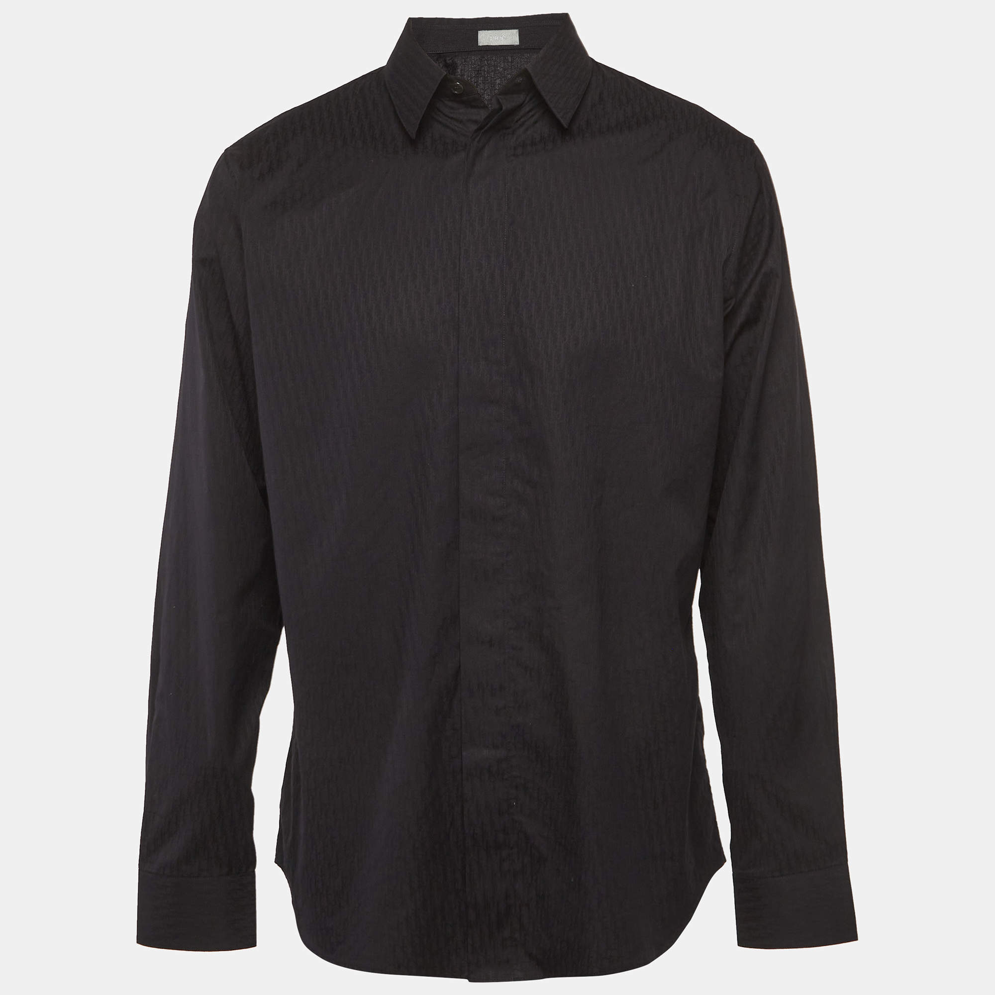 Pre Owned Christian Dior Homme Black Oblique Cotton Long Sleeves Shirt XL