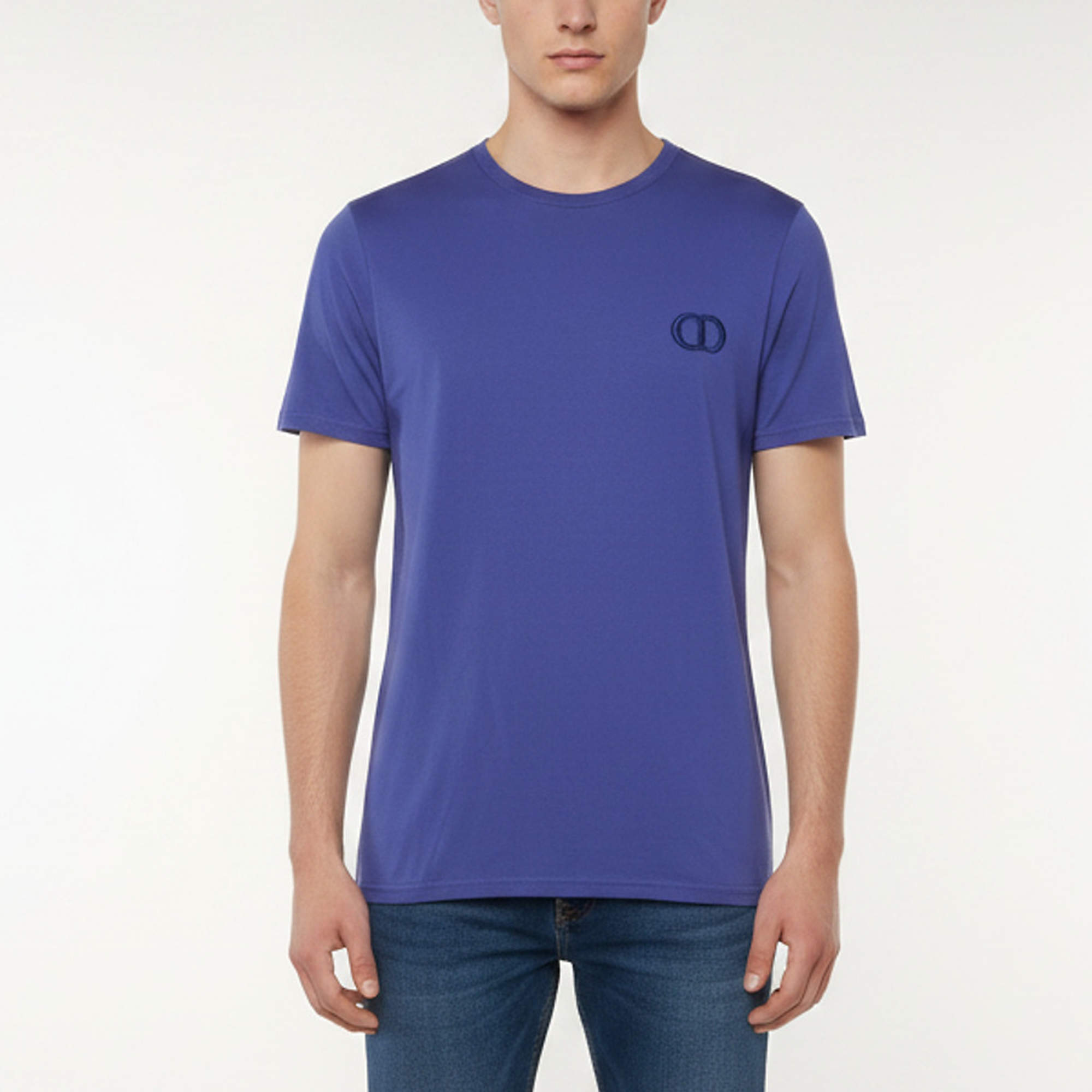 Pre Owned Dior Homme Purple CD Embroidered Jersey Crewneck T-Shirt L